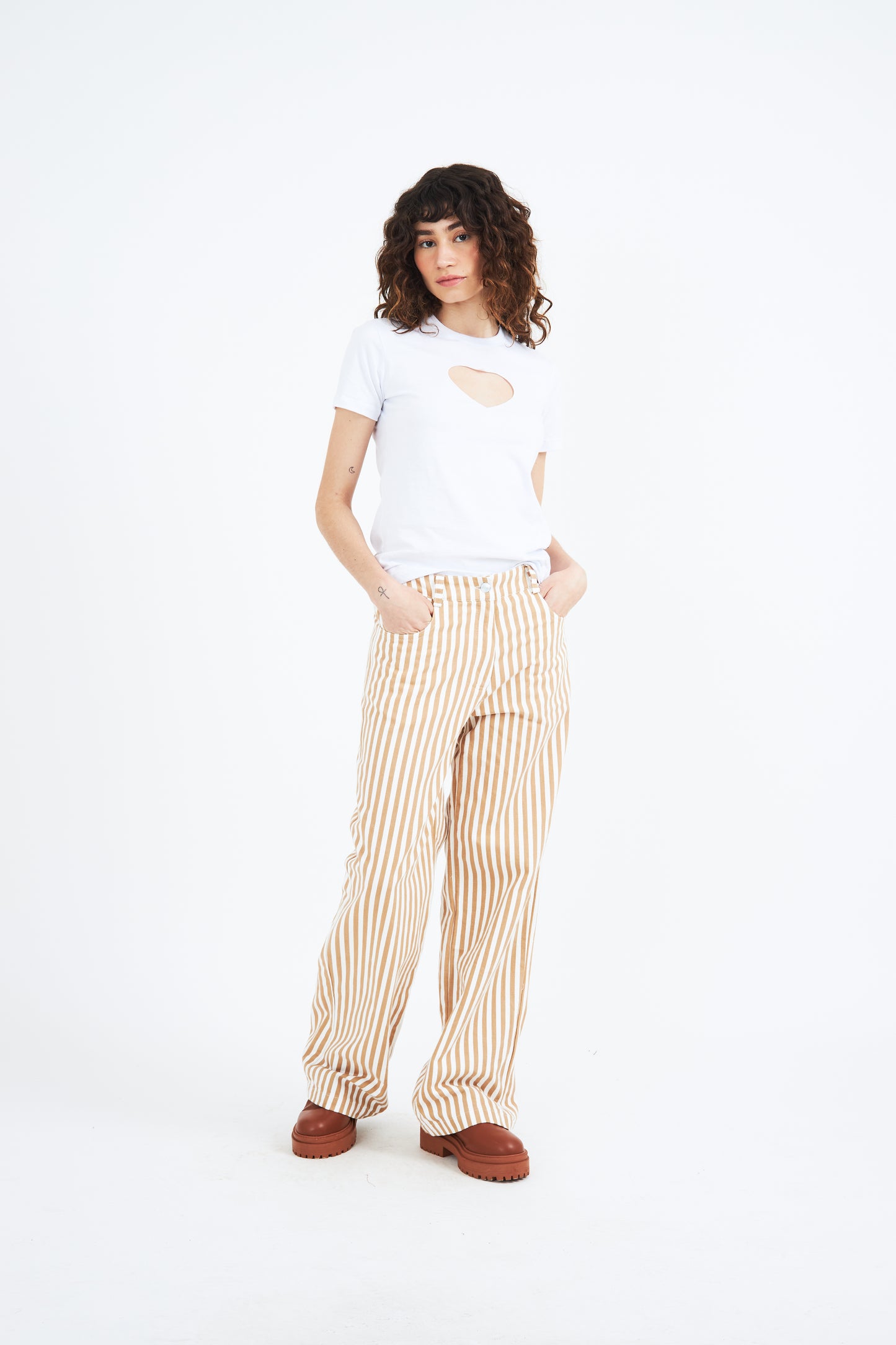 BEIGE STRIPED PANTS