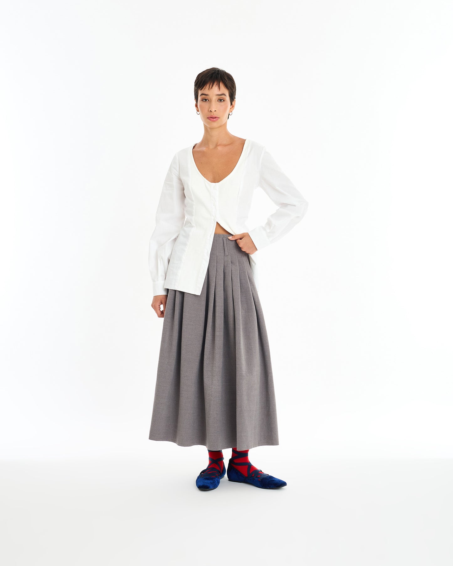 GREY PLEATED SKIRT ANASTASIA