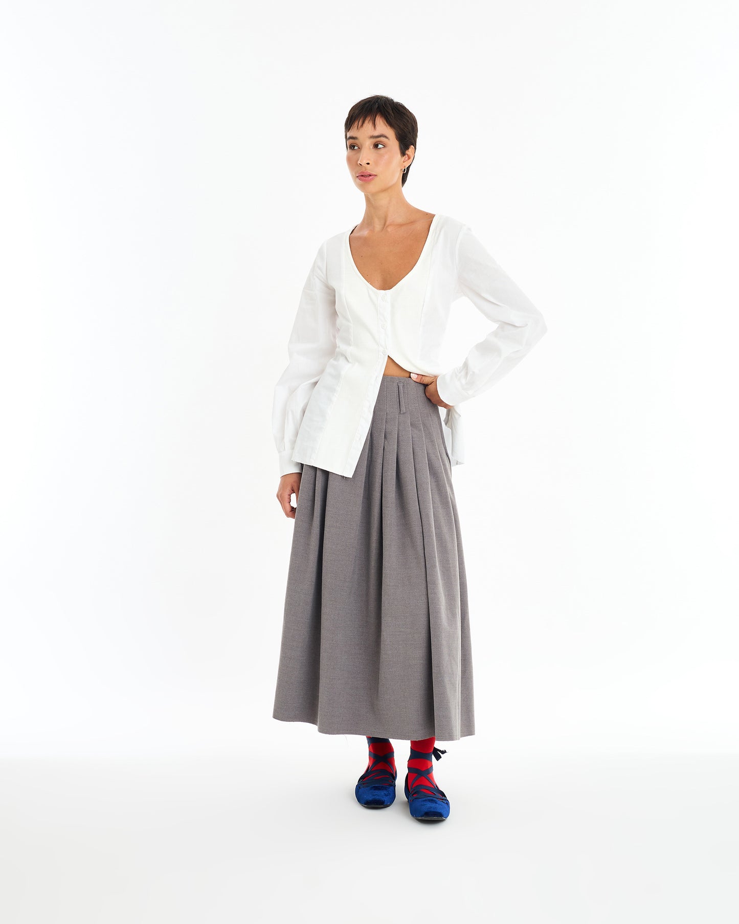 GREY PLEATED SKIRT ANASTASIA