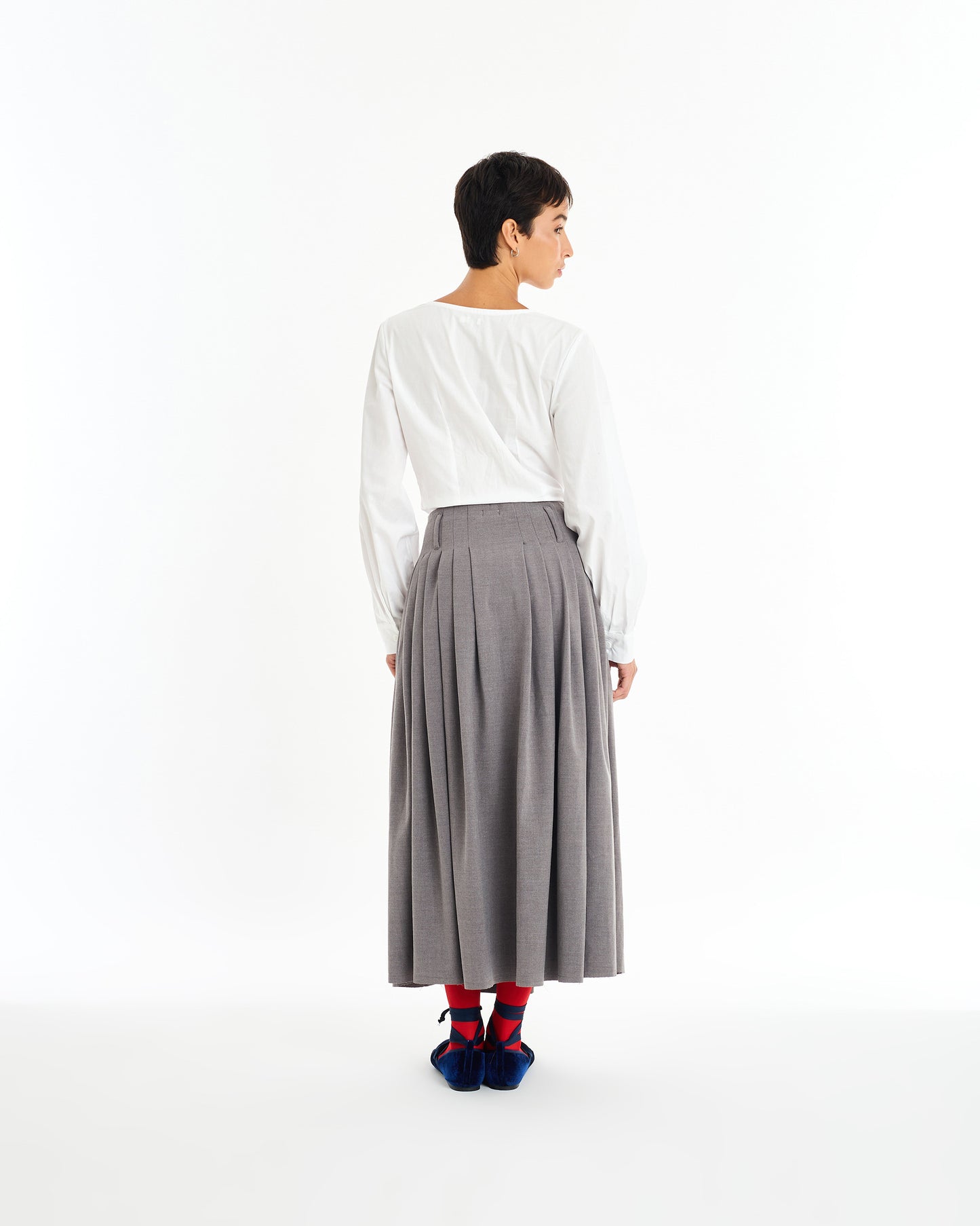 GREY PLEATED SKIRT ANASTASIA
