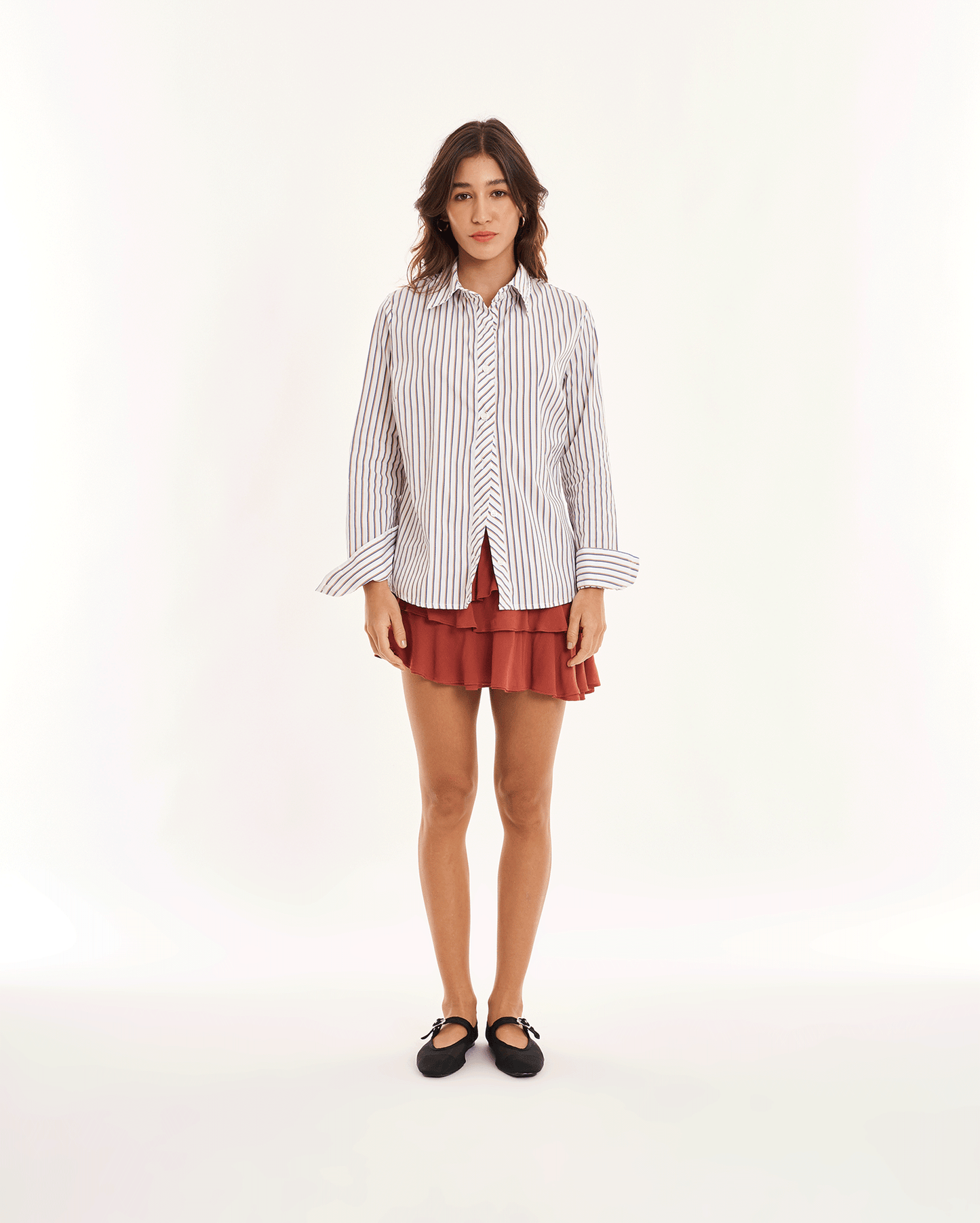 CAMISA AZUL Y BEIGE