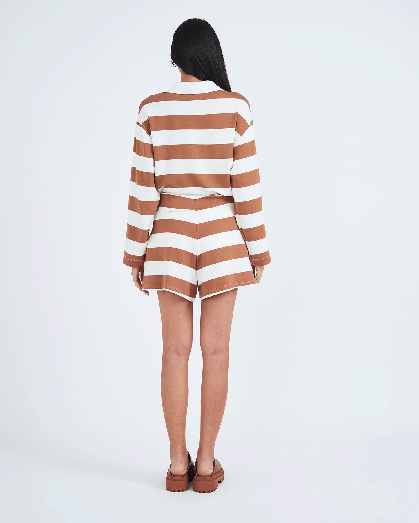 BROWN STRIPED SHORTS