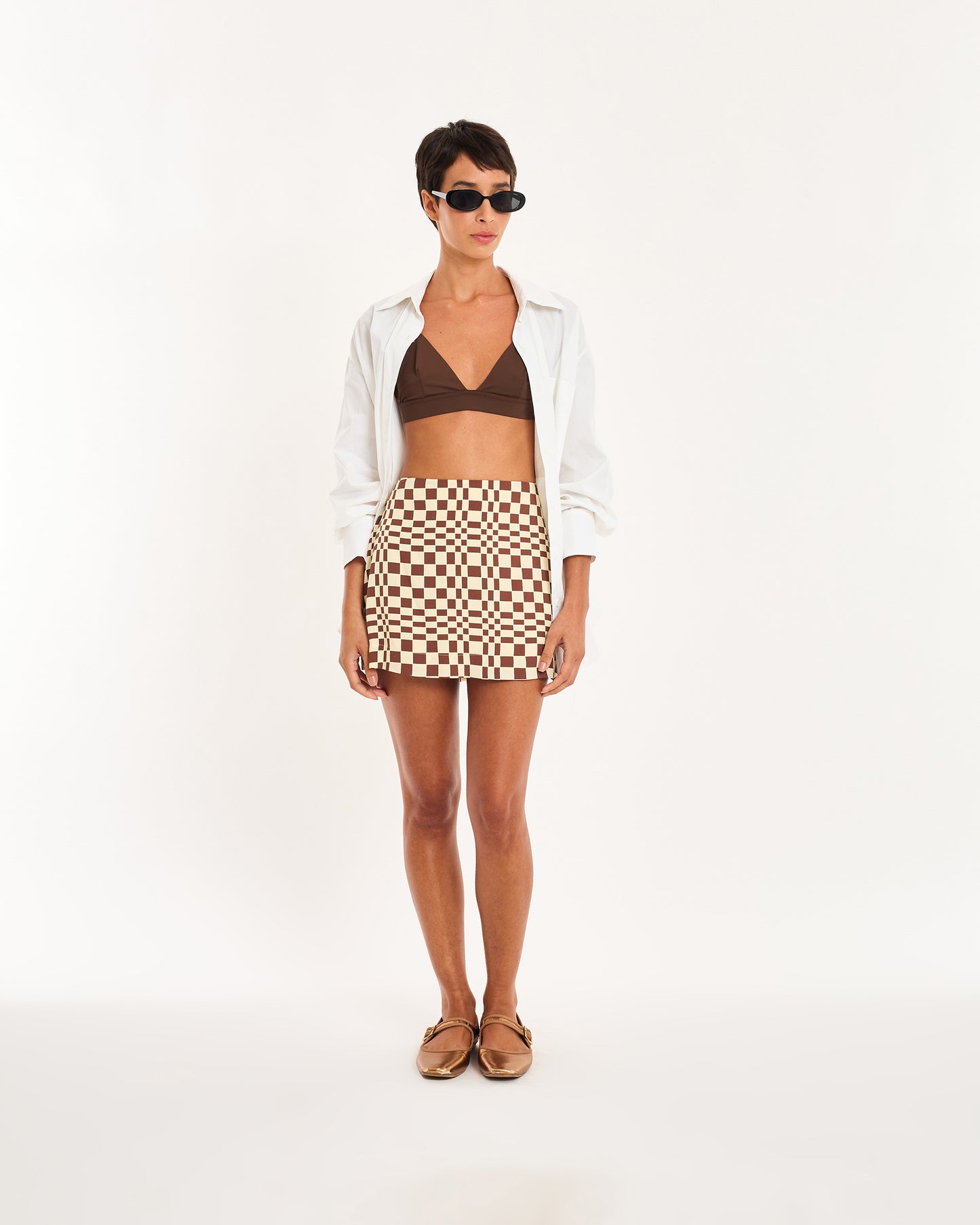 BROWN PRINTED SKIRT