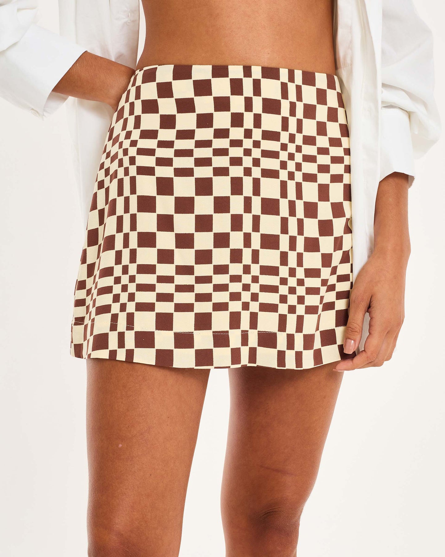 BROWN PRINTED SKIRT