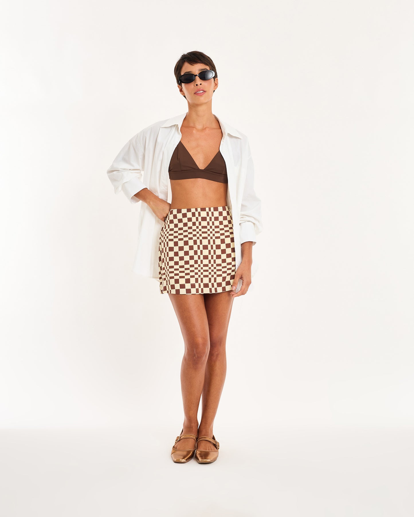 BROWN PRINTED SKIRT