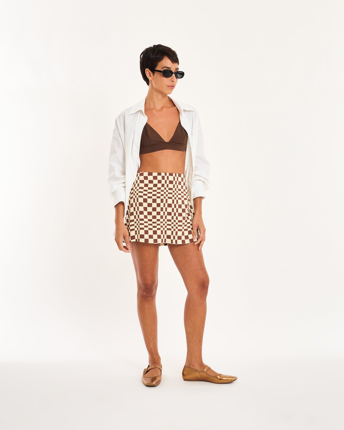 BROWN PRINTED SKIRT