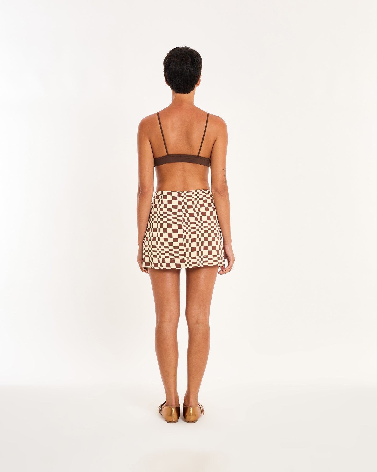 BROWN PRINTED SKIRT