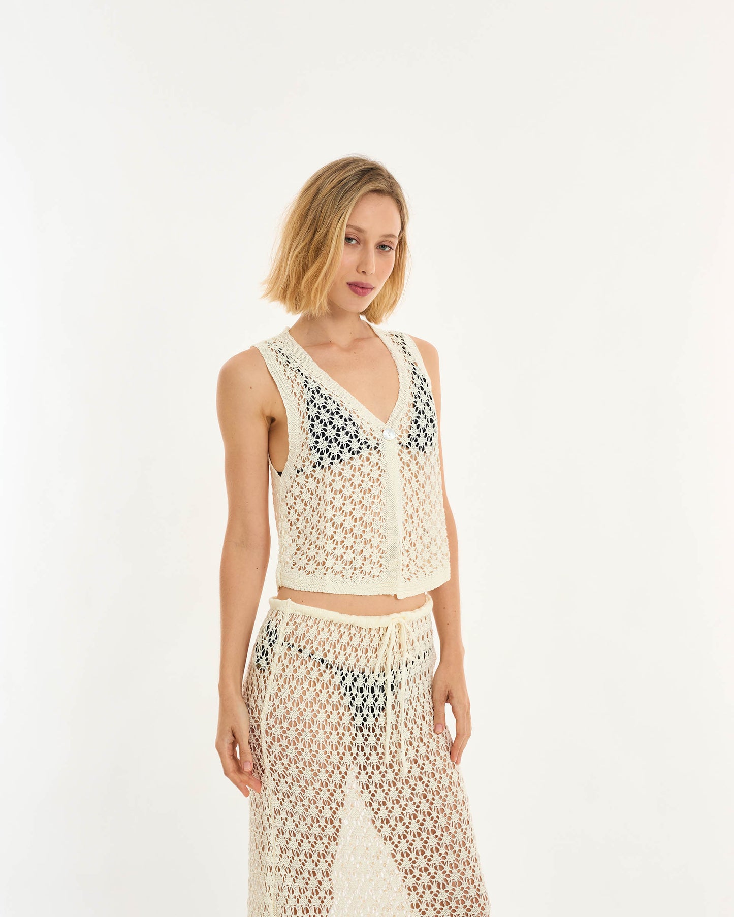 OFF WHITE ALT KNIT BLOUSE