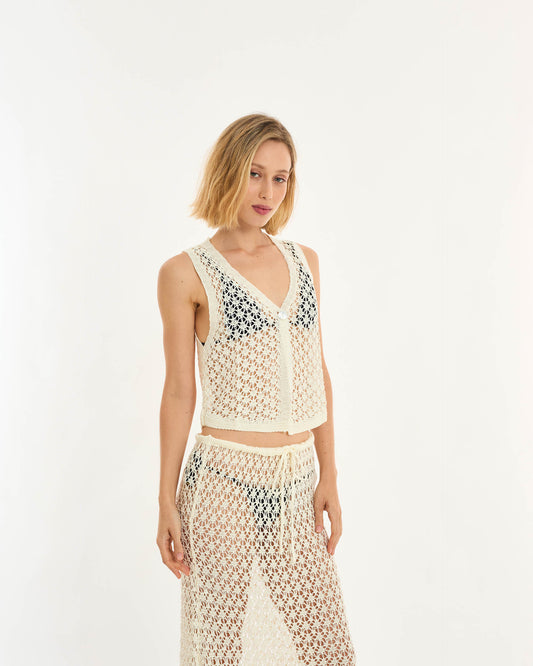 OFF WHITE ALT KNIT BLOUSE