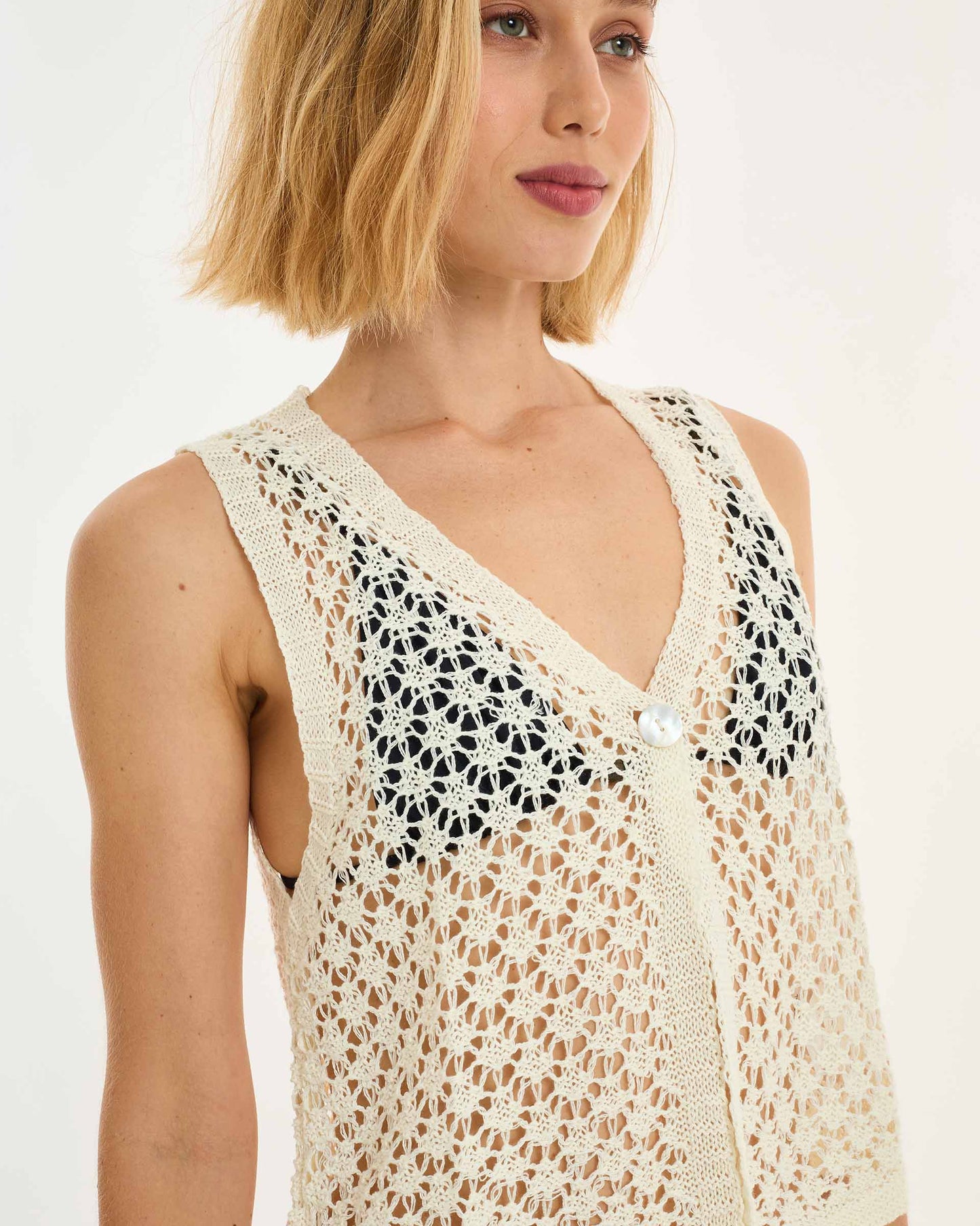 OFF WHITE ALT KNIT BLOUSE