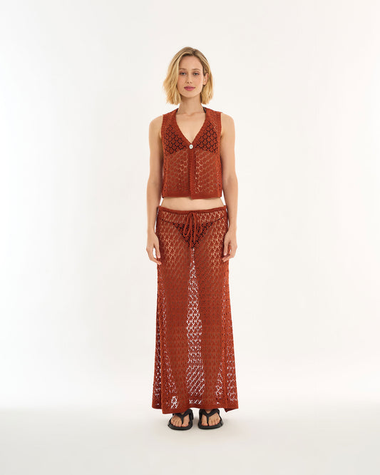 BROWN ALT KNIT BLOUSE