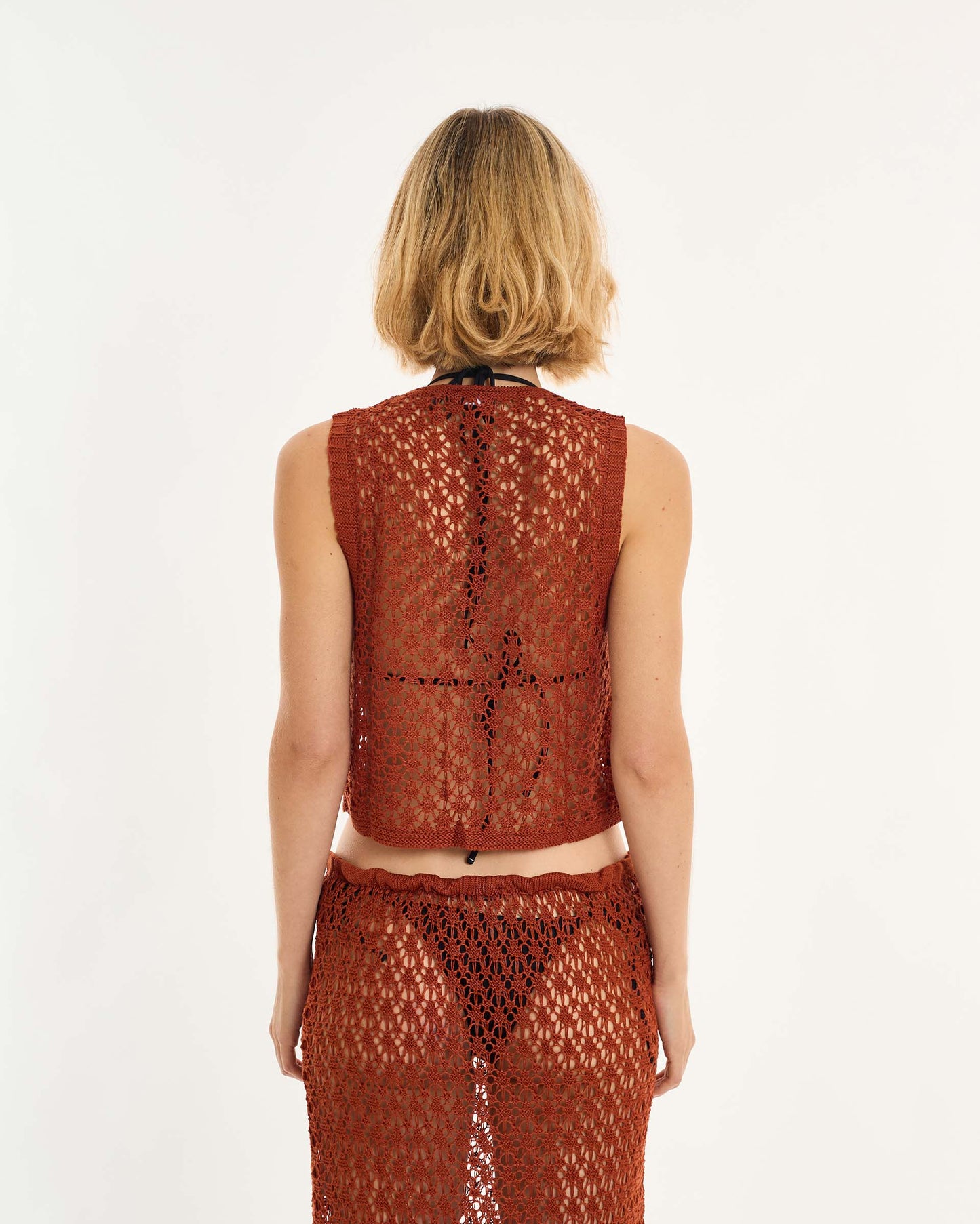 BROWN ALT KNIT BLOUSE
