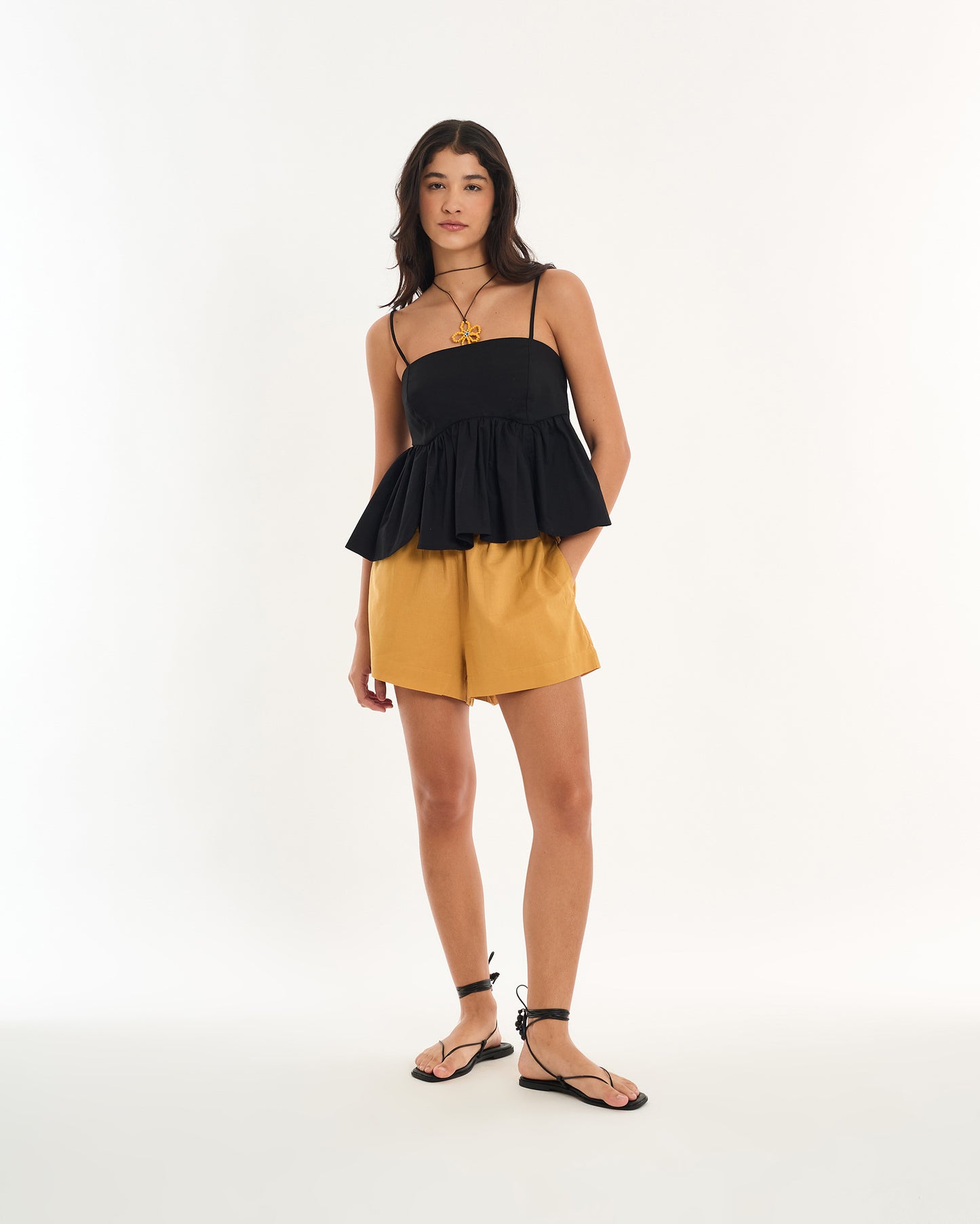 BLACK ALT RUFFLE BLOUSE