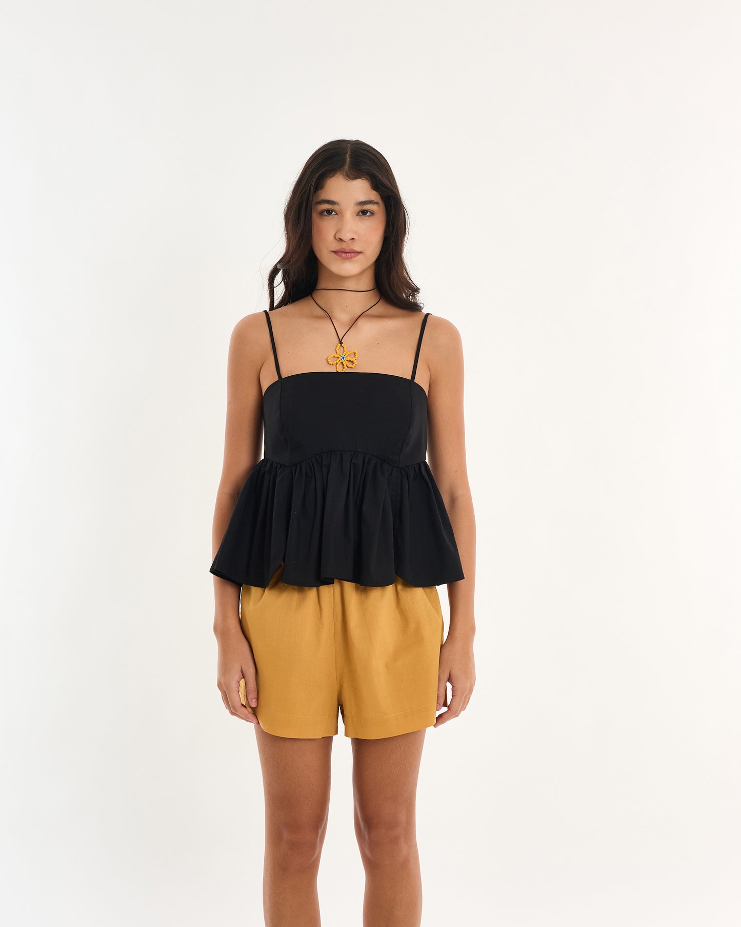BLACK ALT RUFFLE BLOUSE