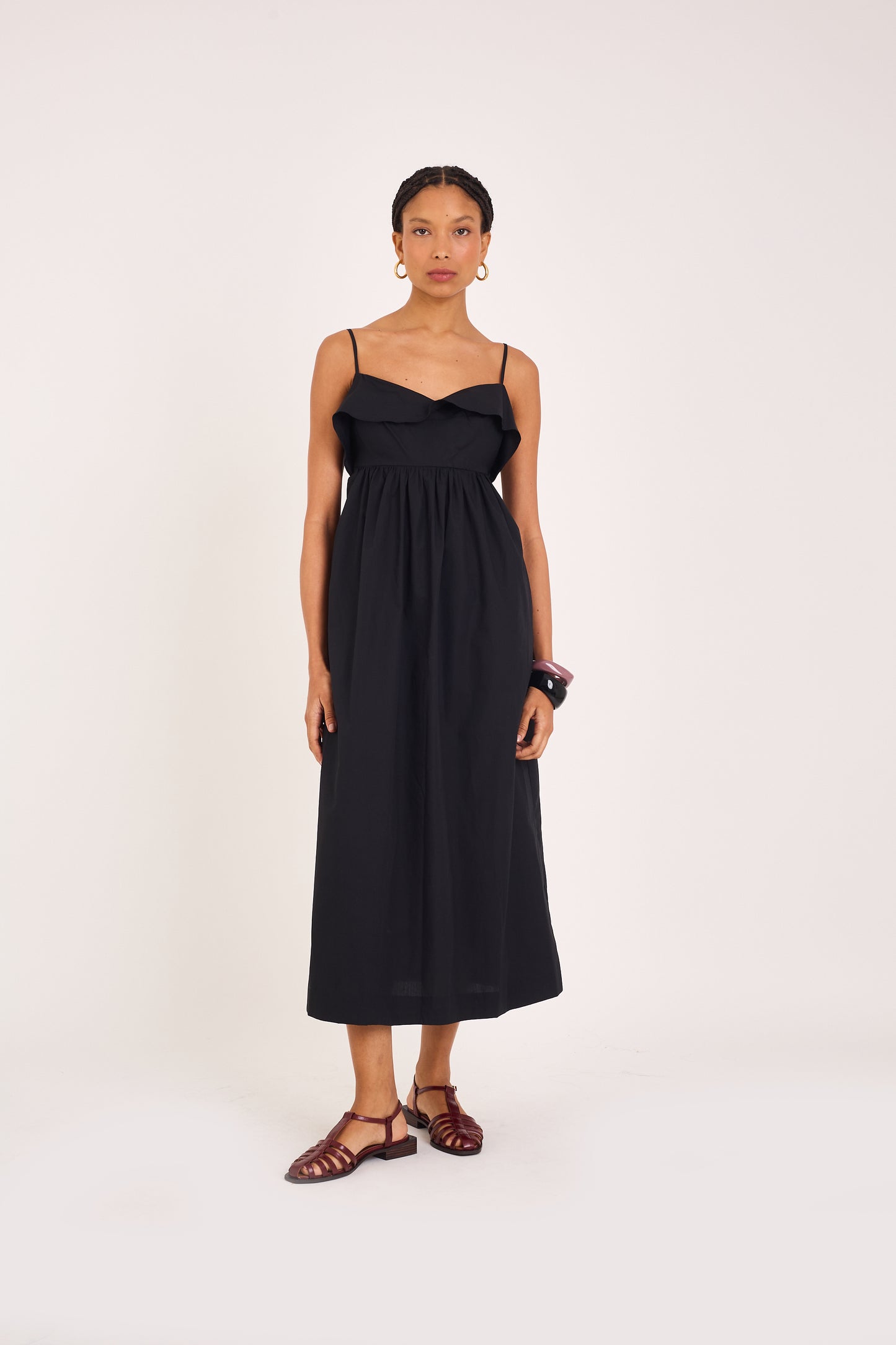 BLACK TRICOLINE KAI DRESS
