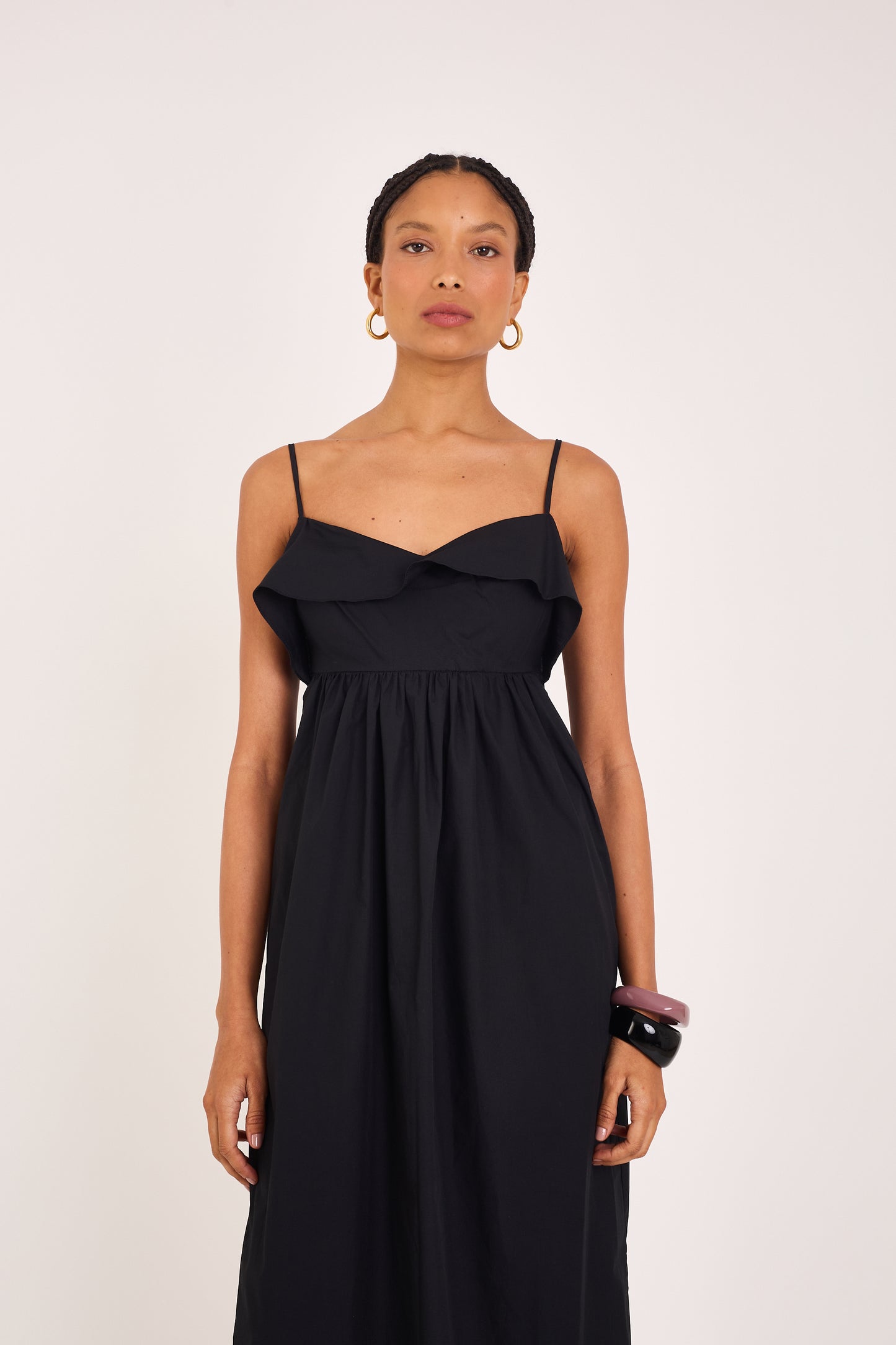 BLACK TRICOLINE KAI DRESS