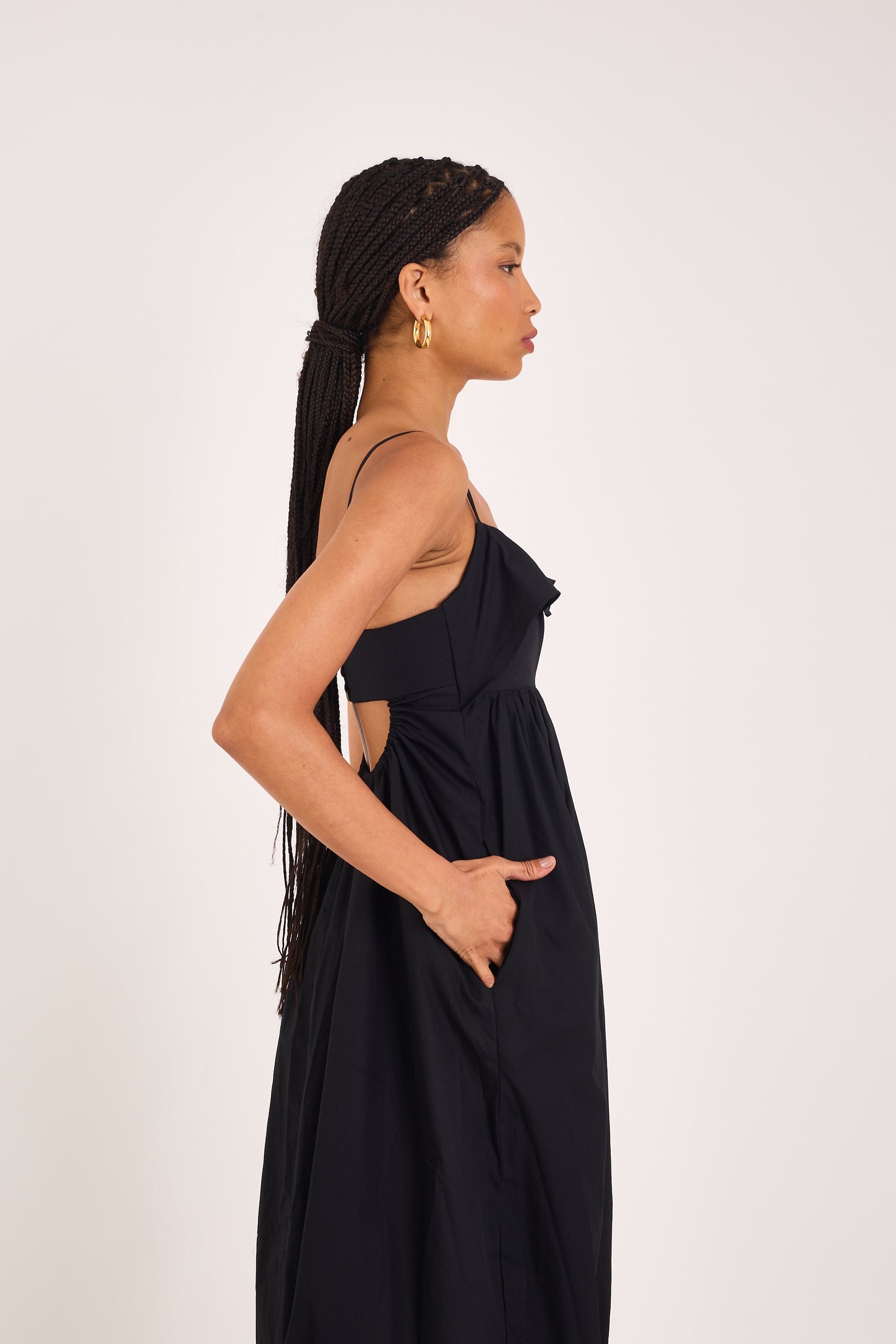BLACK TRICOLINE KAI DRESS