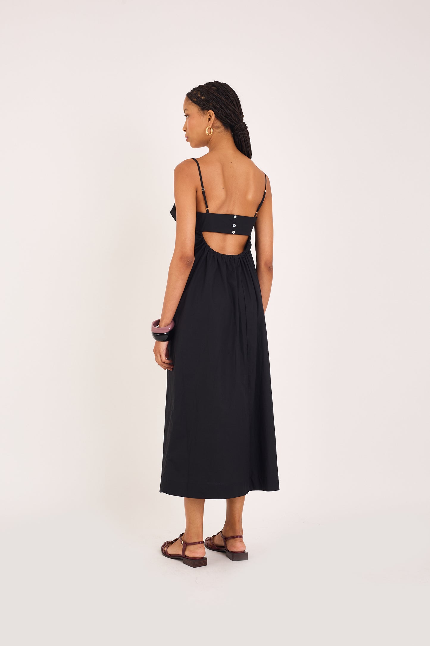 BLACK TRICOLINE KAI DRESS
