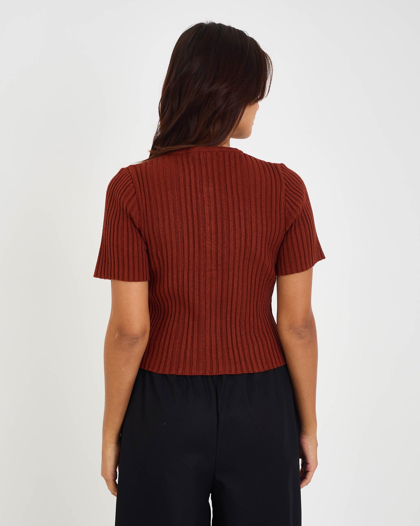 BROWN TRICOT MEL BLOUSE