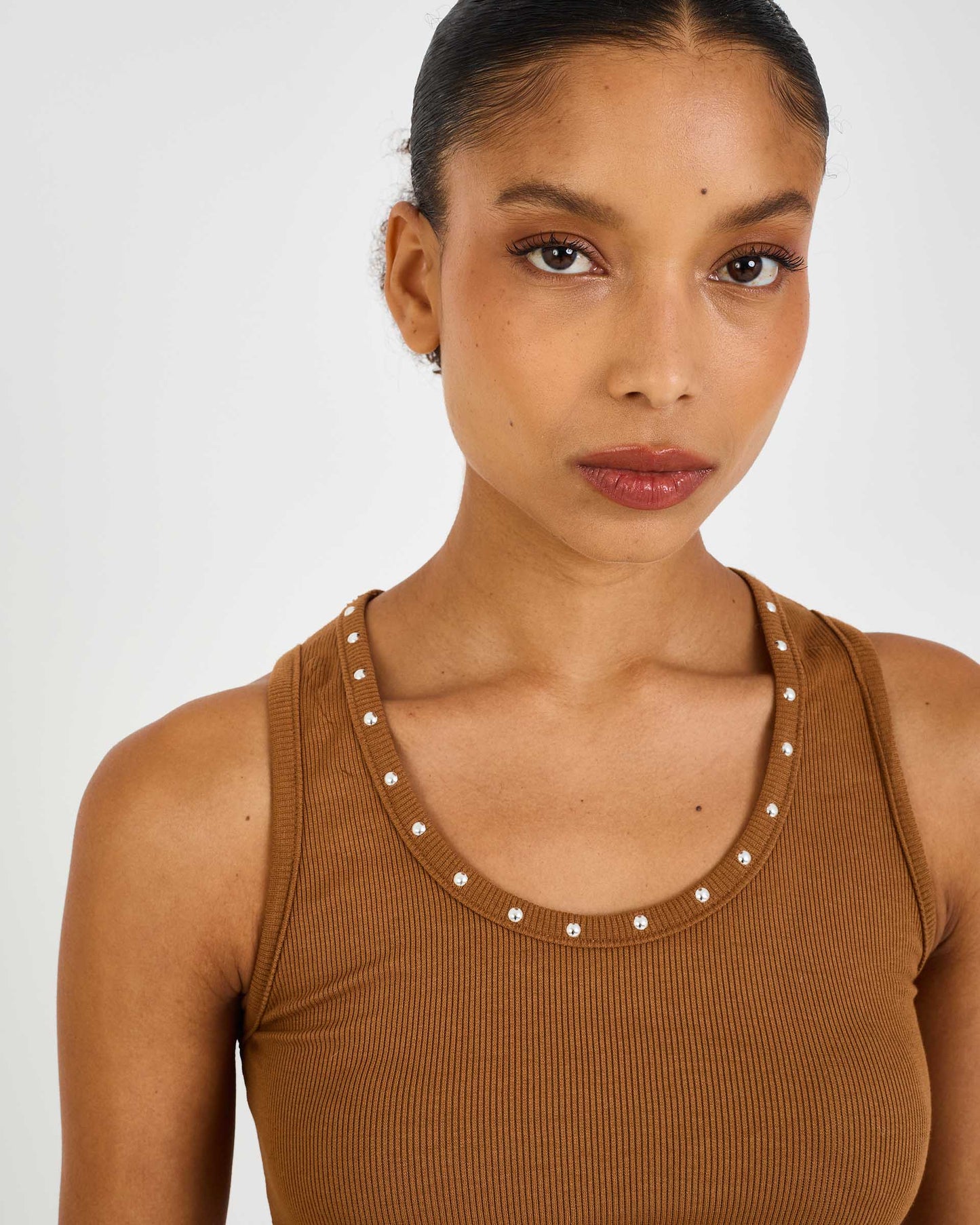 BROWN NOX STUDDED TANK TOP