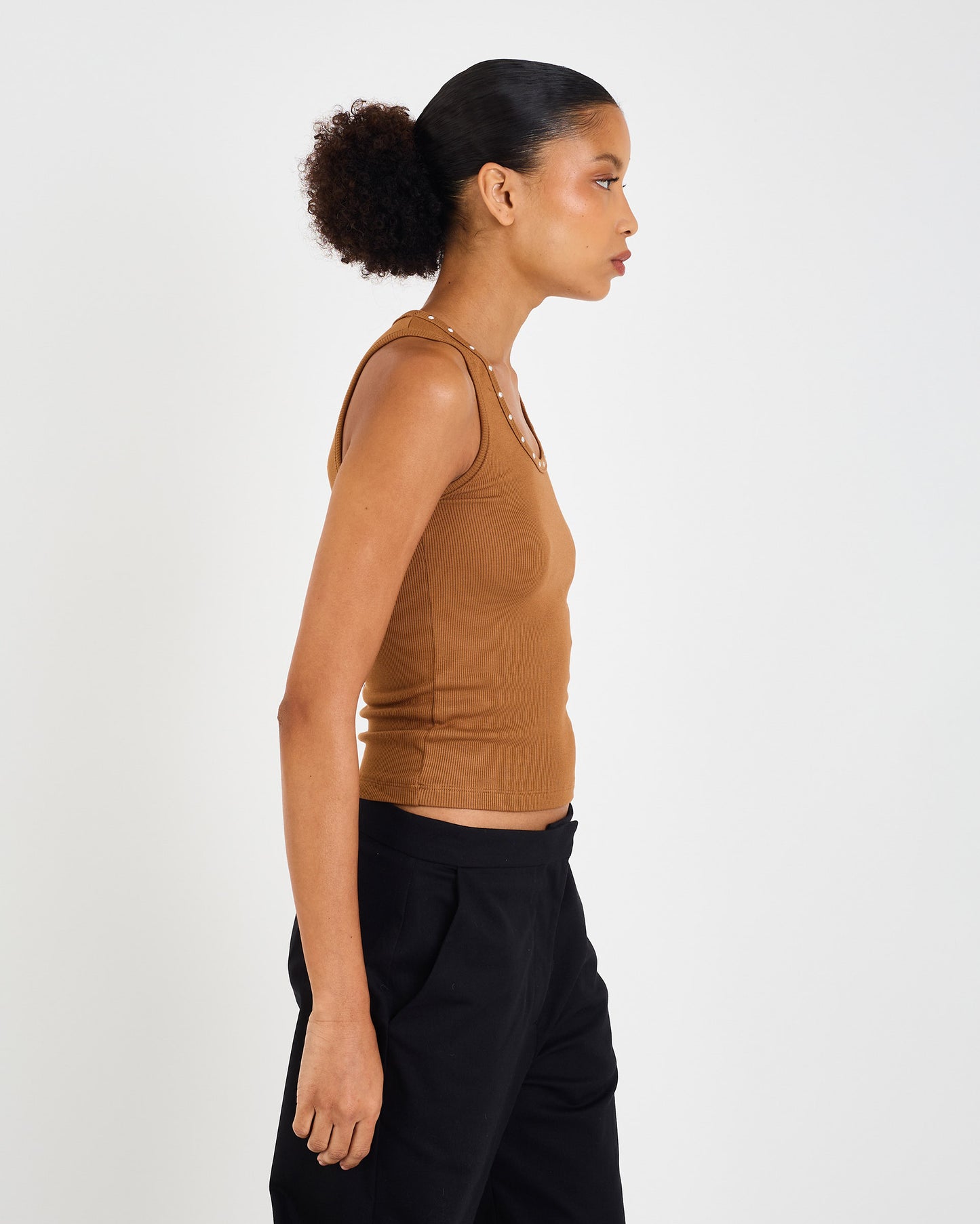 BROWN NOX STUDDED TANK TOP