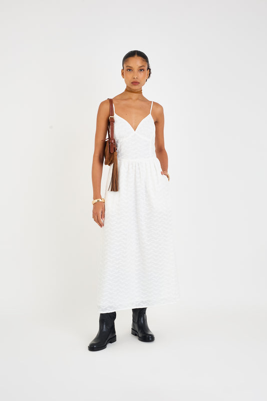 OFF WHITE EVE FOLIAGE PRINT DRESS