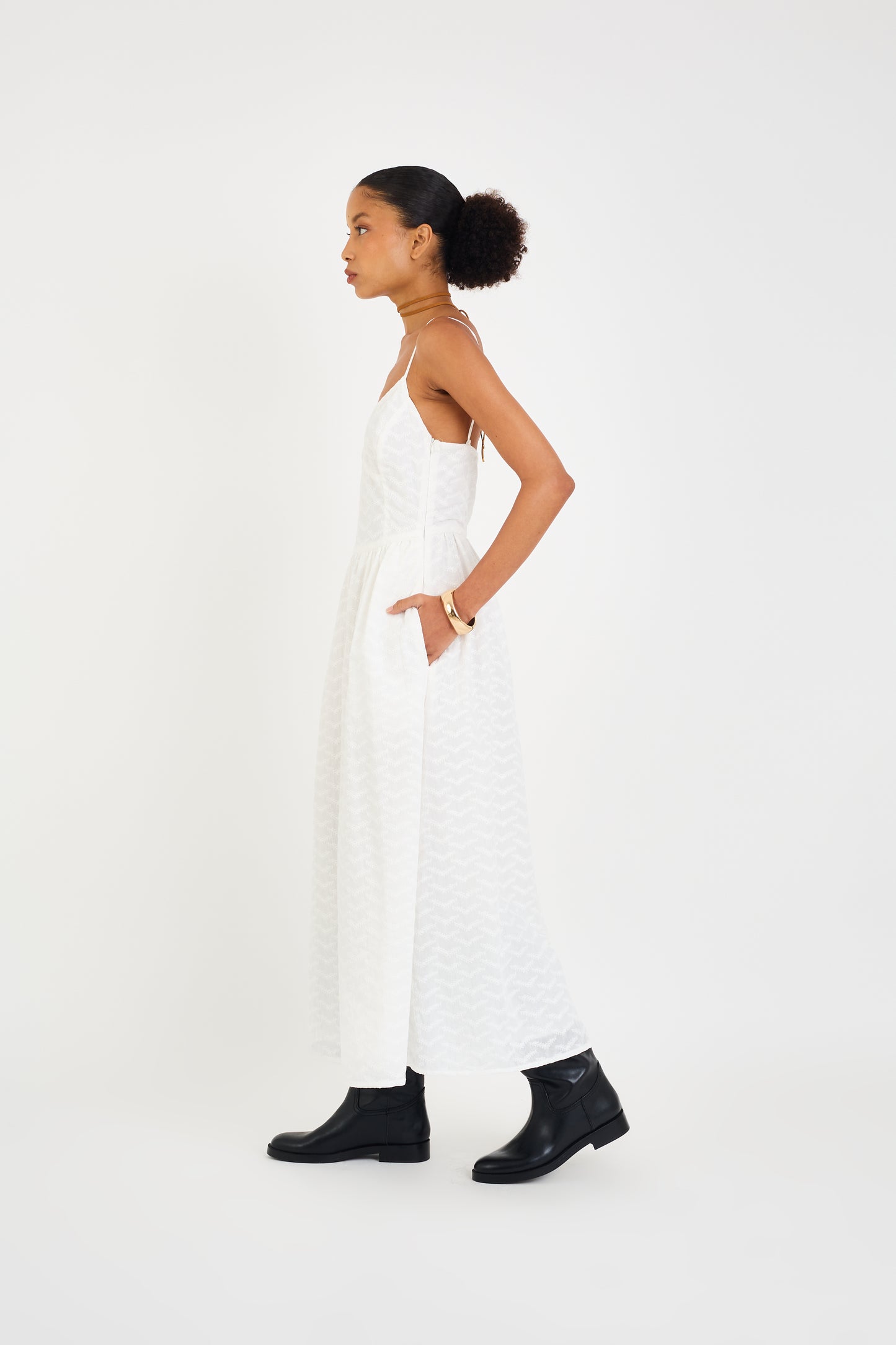 OFF WHITE EVE FOLIAGE PRINT DRESS