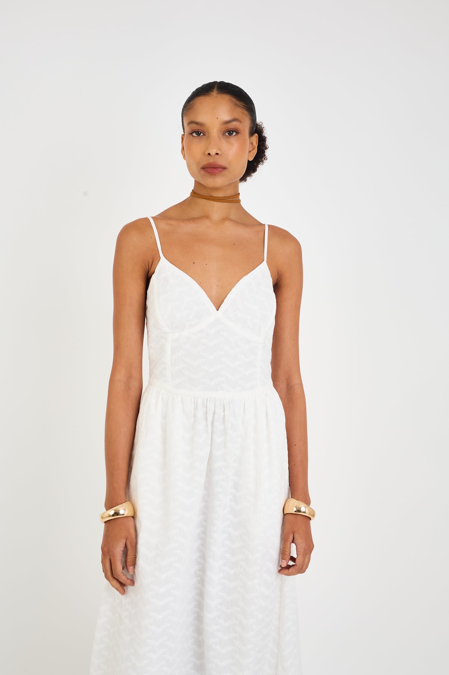 OFF WHITE EVE FOLIAGE PRINT DRESS