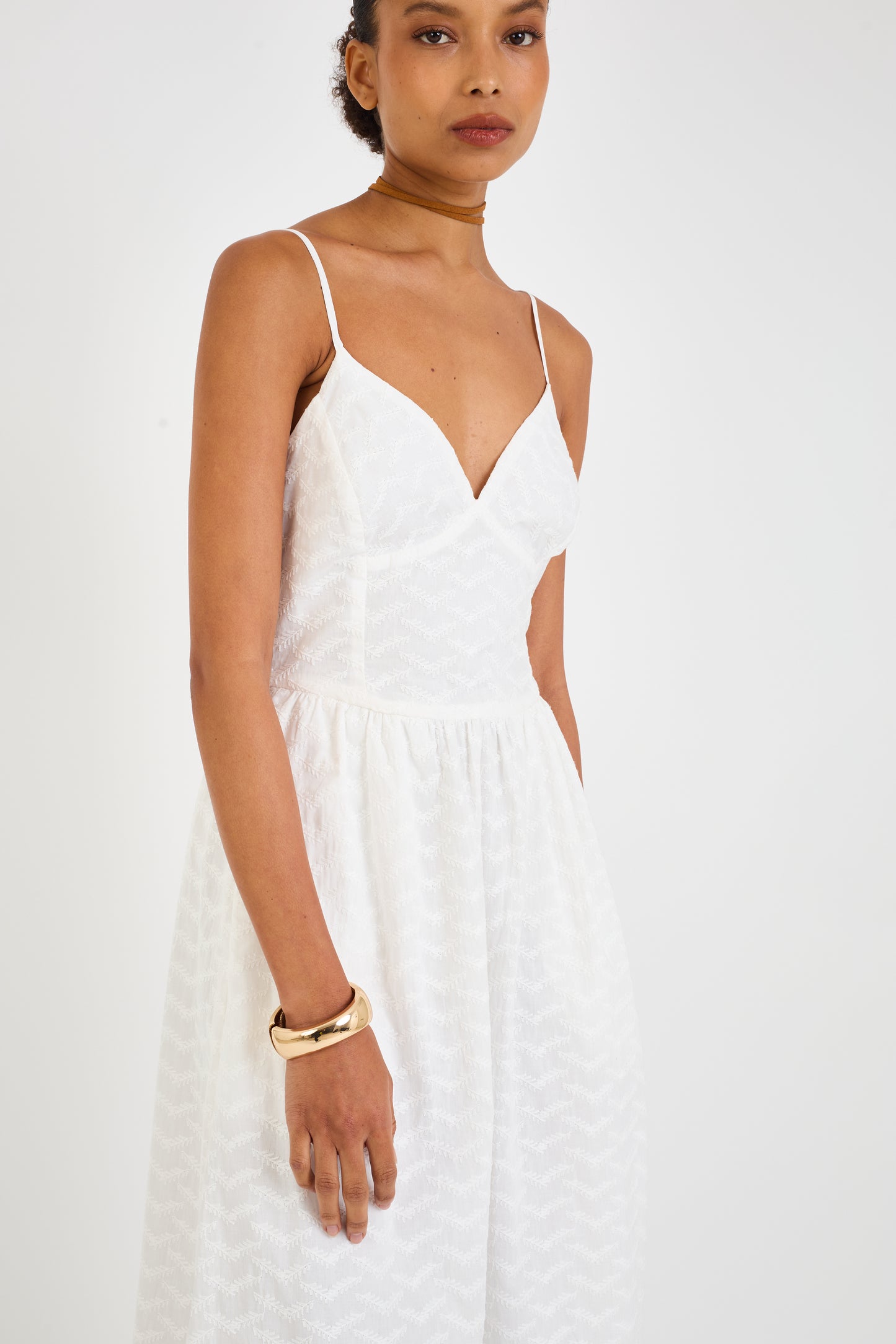 OFF WHITE EVE FOLIAGE PRINT DRESS