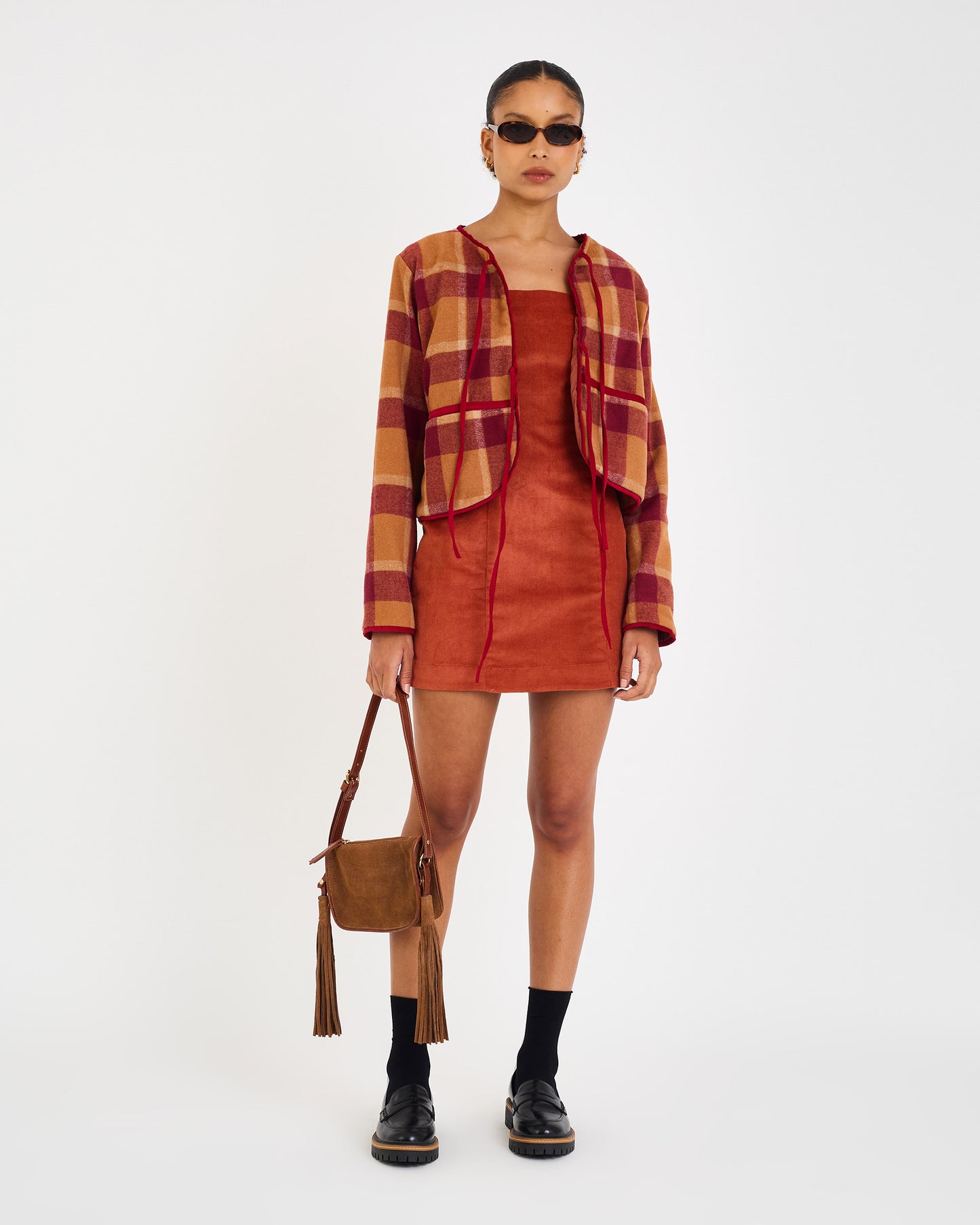 BROWN EVE VELVET DRESS