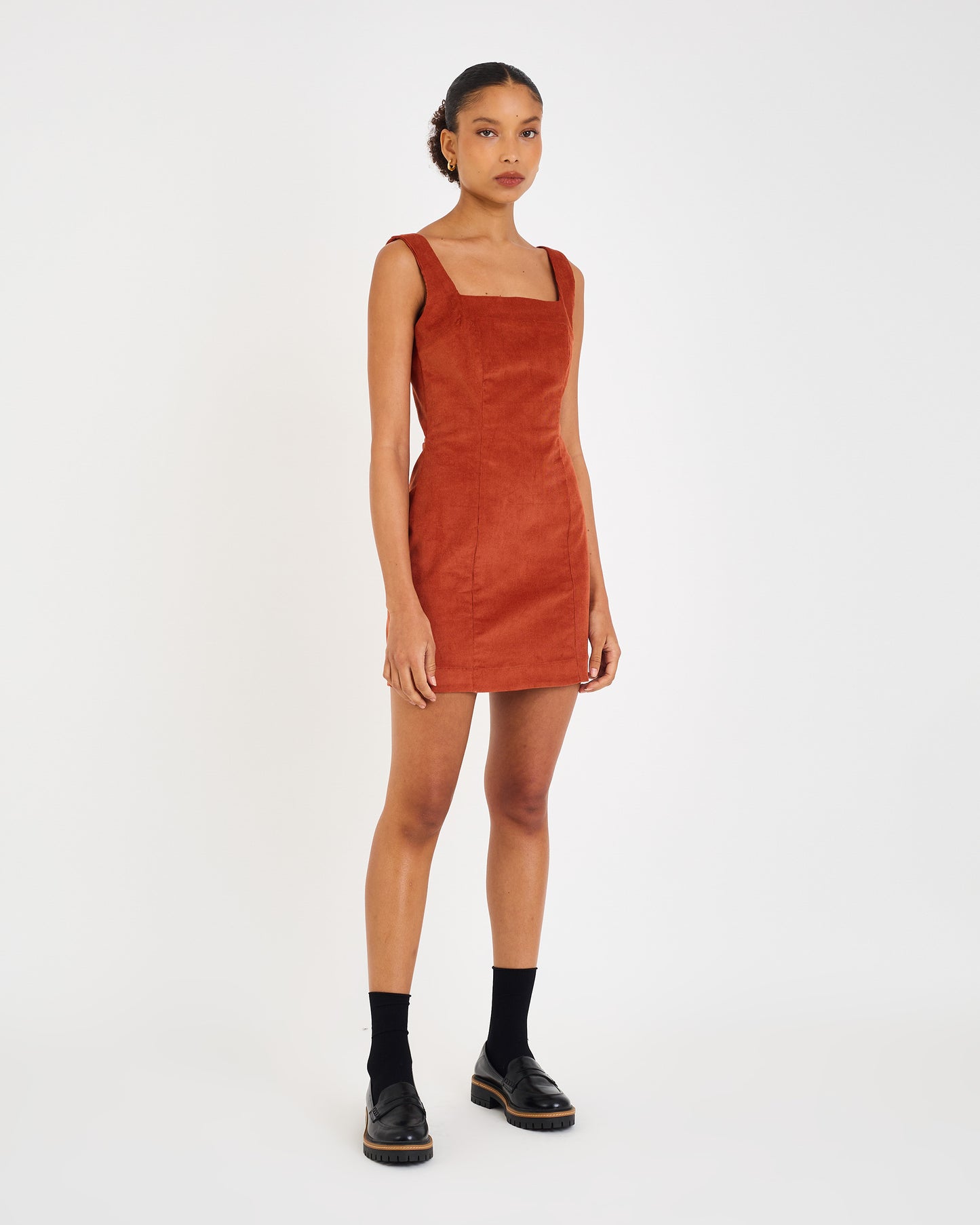 BROWN EVE VELVET DRESS