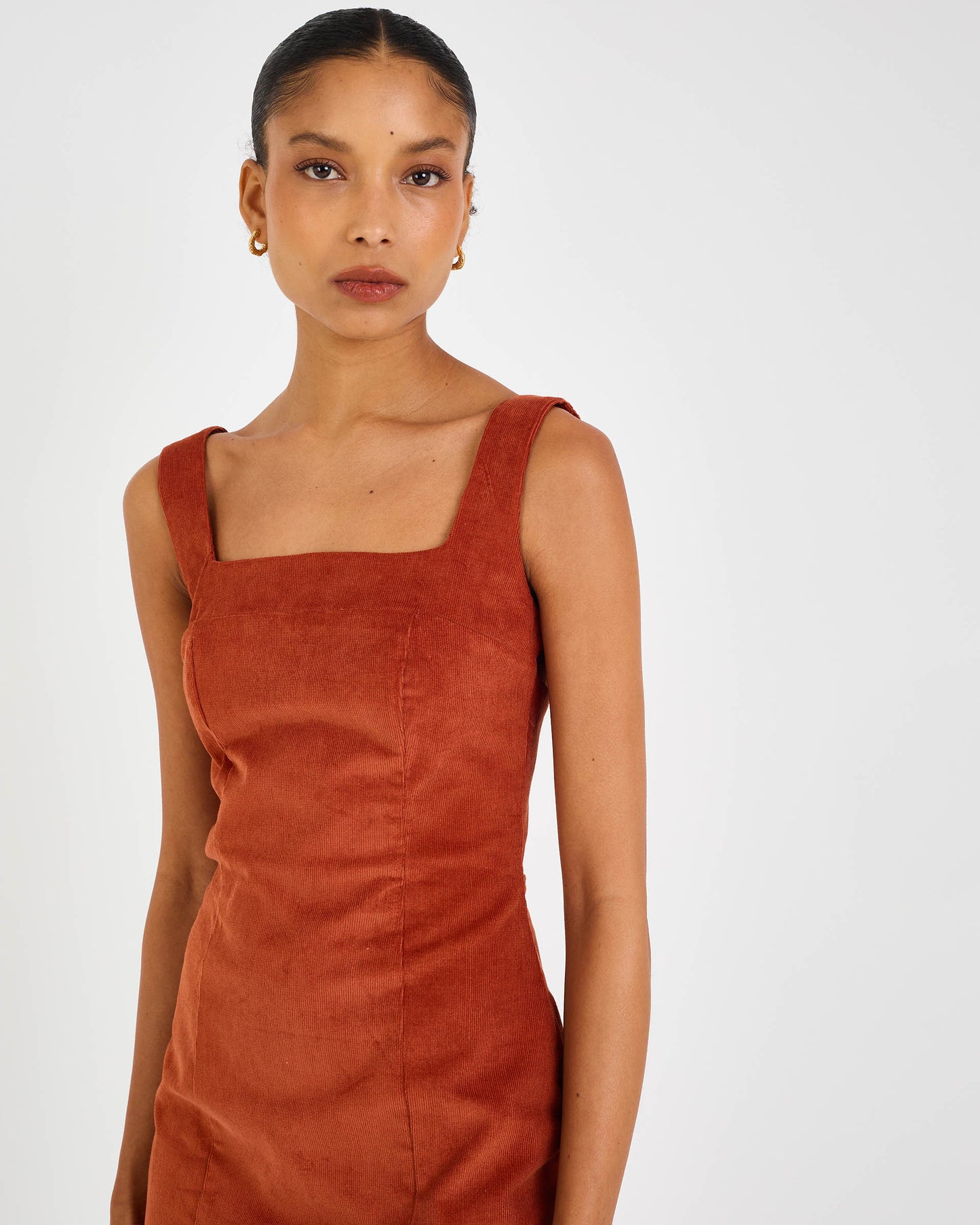BROWN EVE VELVET DRESS