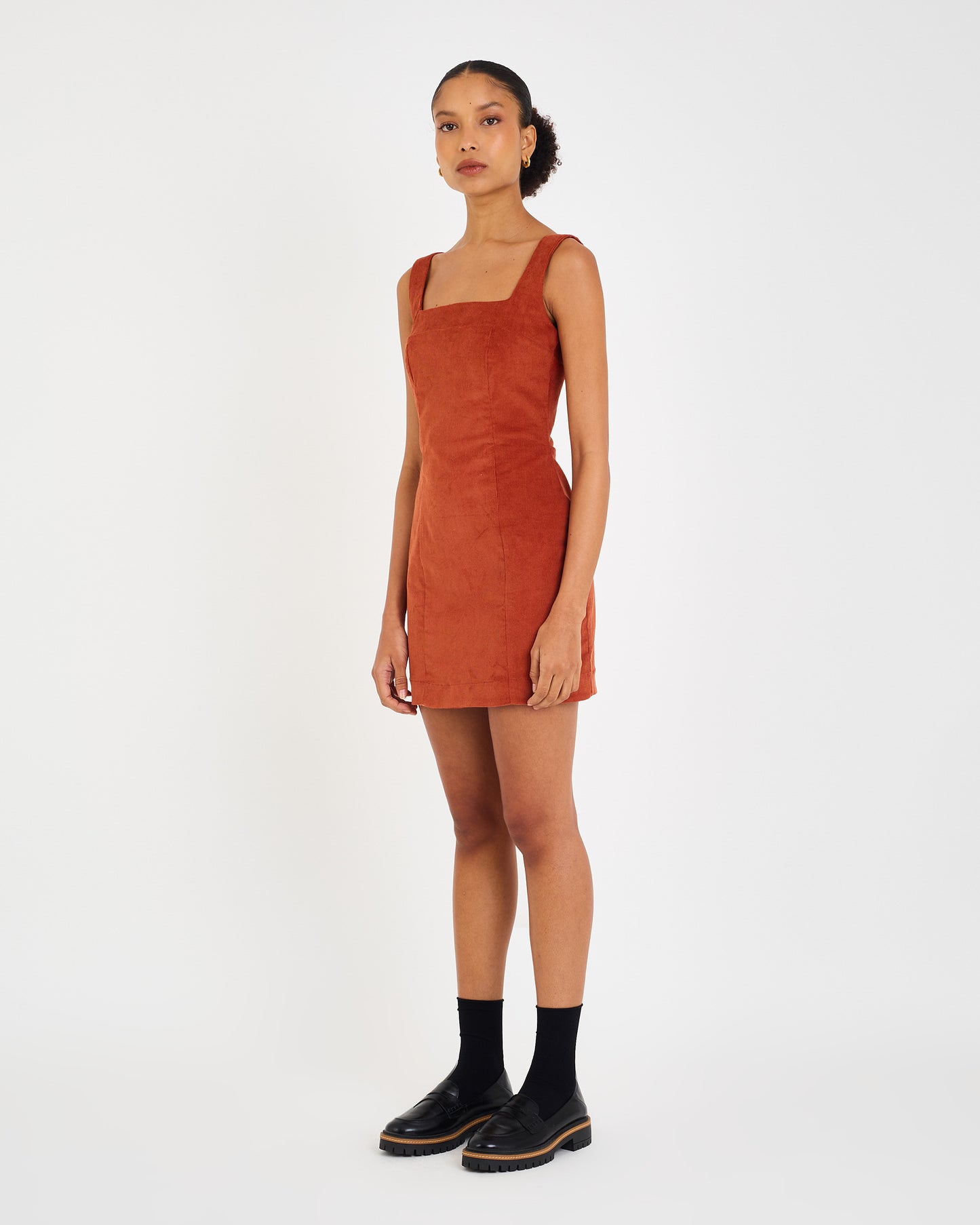 BROWN EVE VELVET DRESS