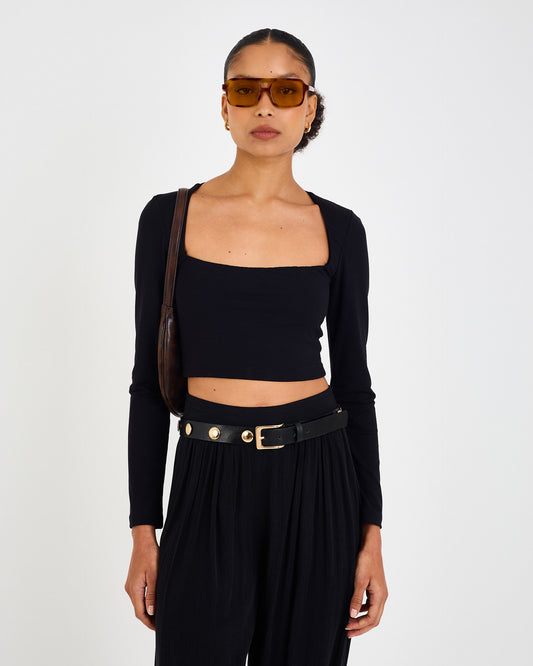 BLACK FAN EVE TOP