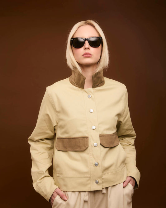 BEIGE NEV TWO-TONE COAT