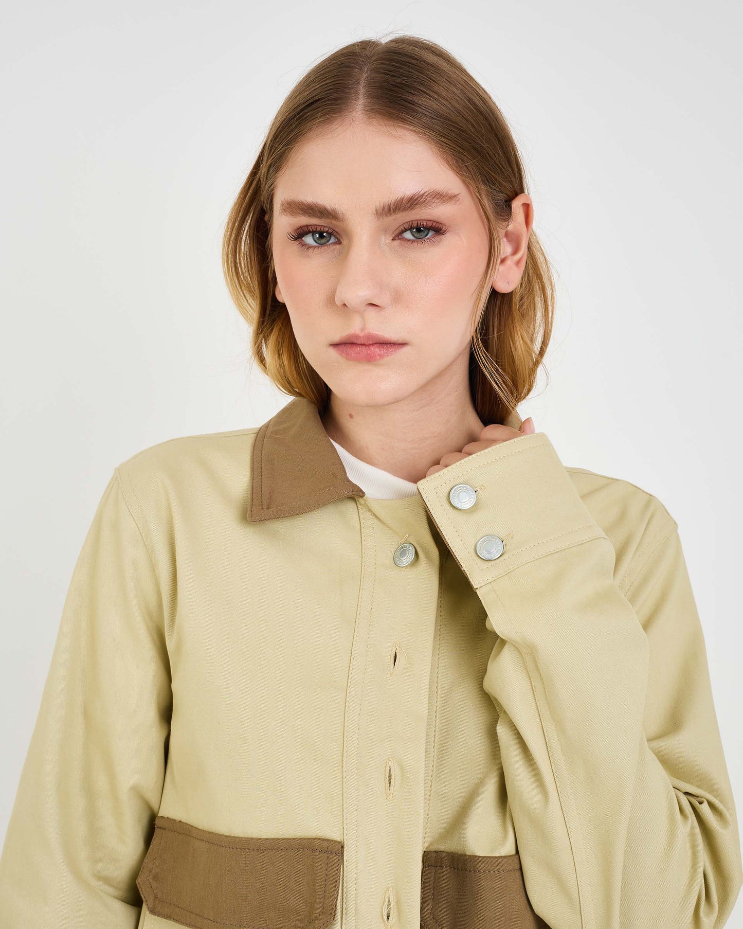 BEIGE NEV TWO-TONE COAT