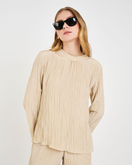 BEIGE NEV VOLUMINOUS BLOUSE