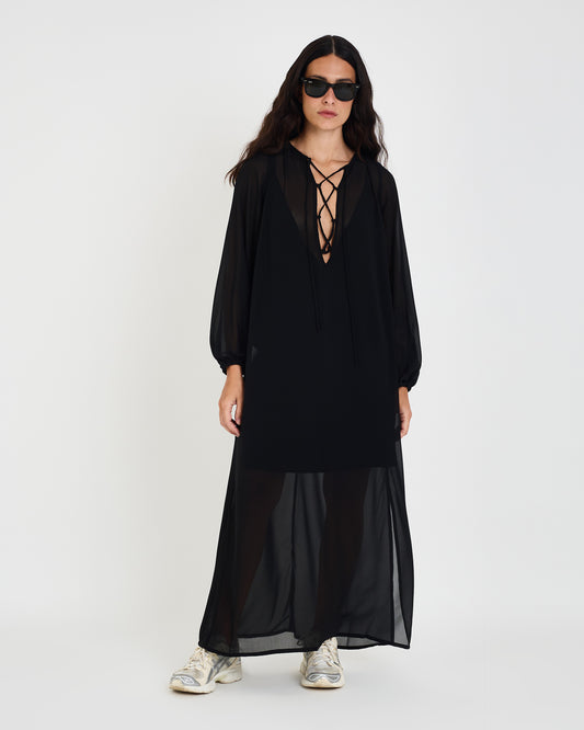 BLACK GEO GEORGETTE DRESS