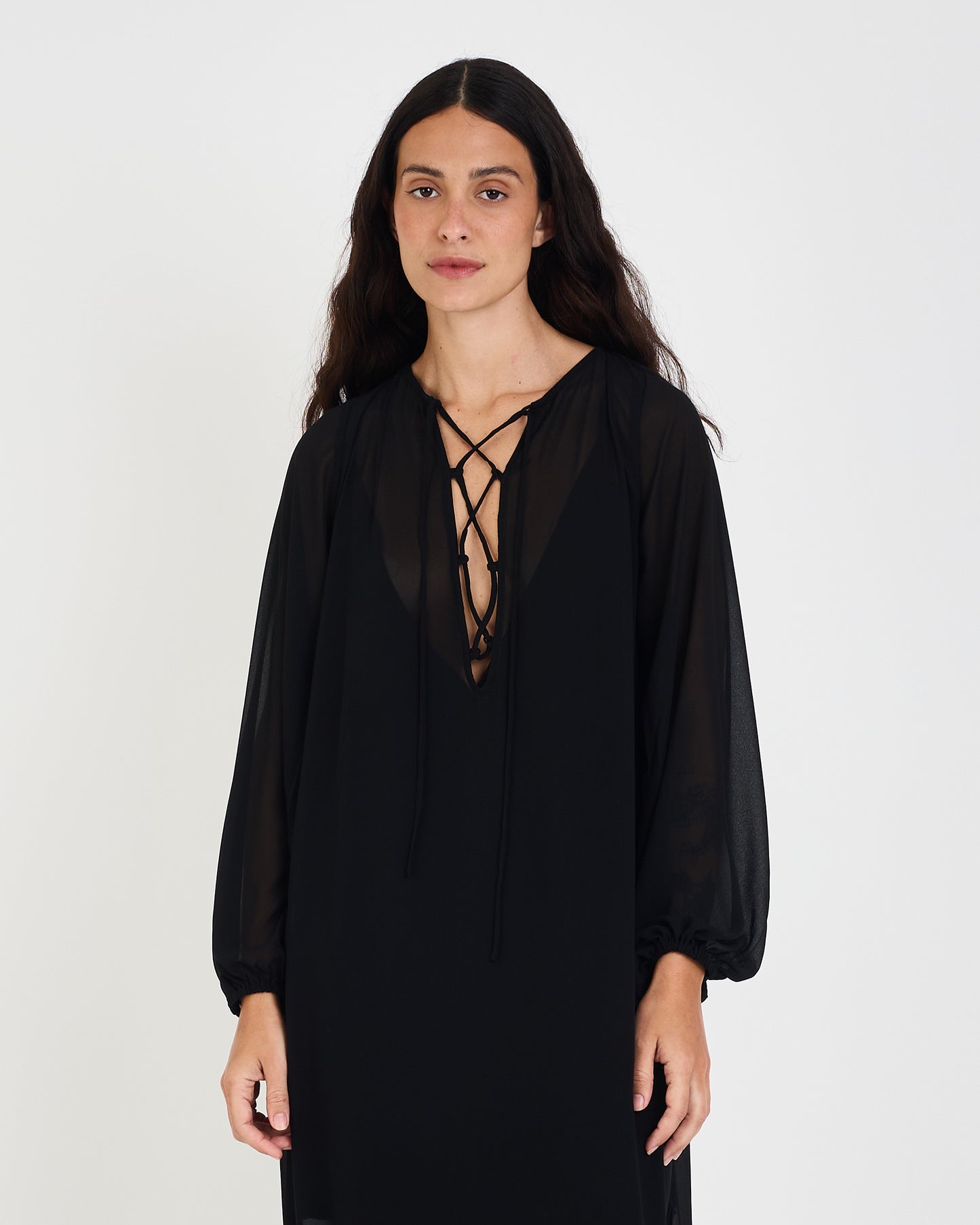 BLACK GEO GEORGETTE DRESS