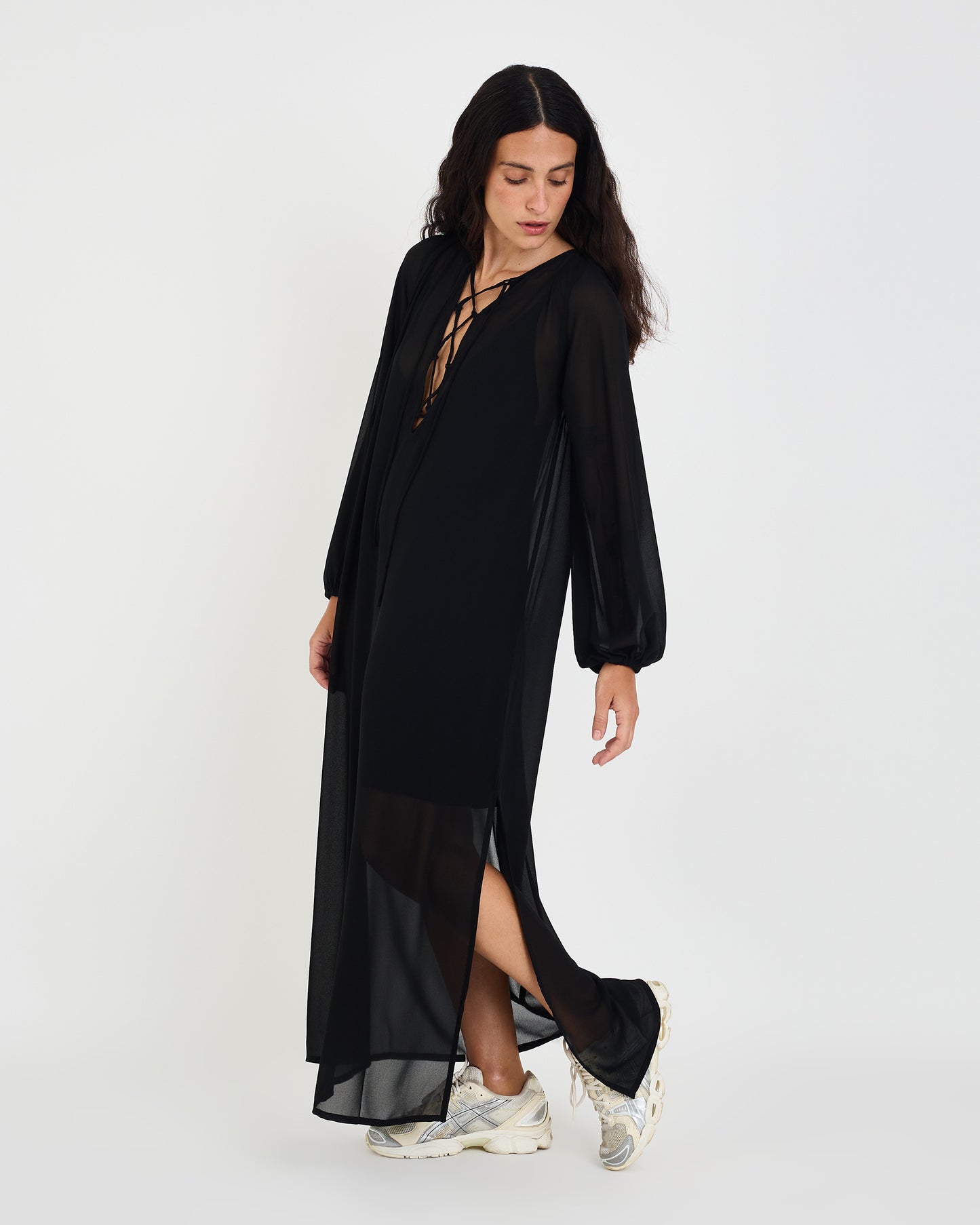 BLACK GEO GEORGETTE DRESS