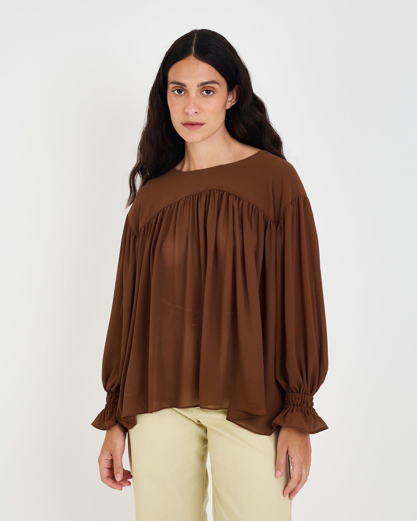 BROWN GEO YALA BLOUSE