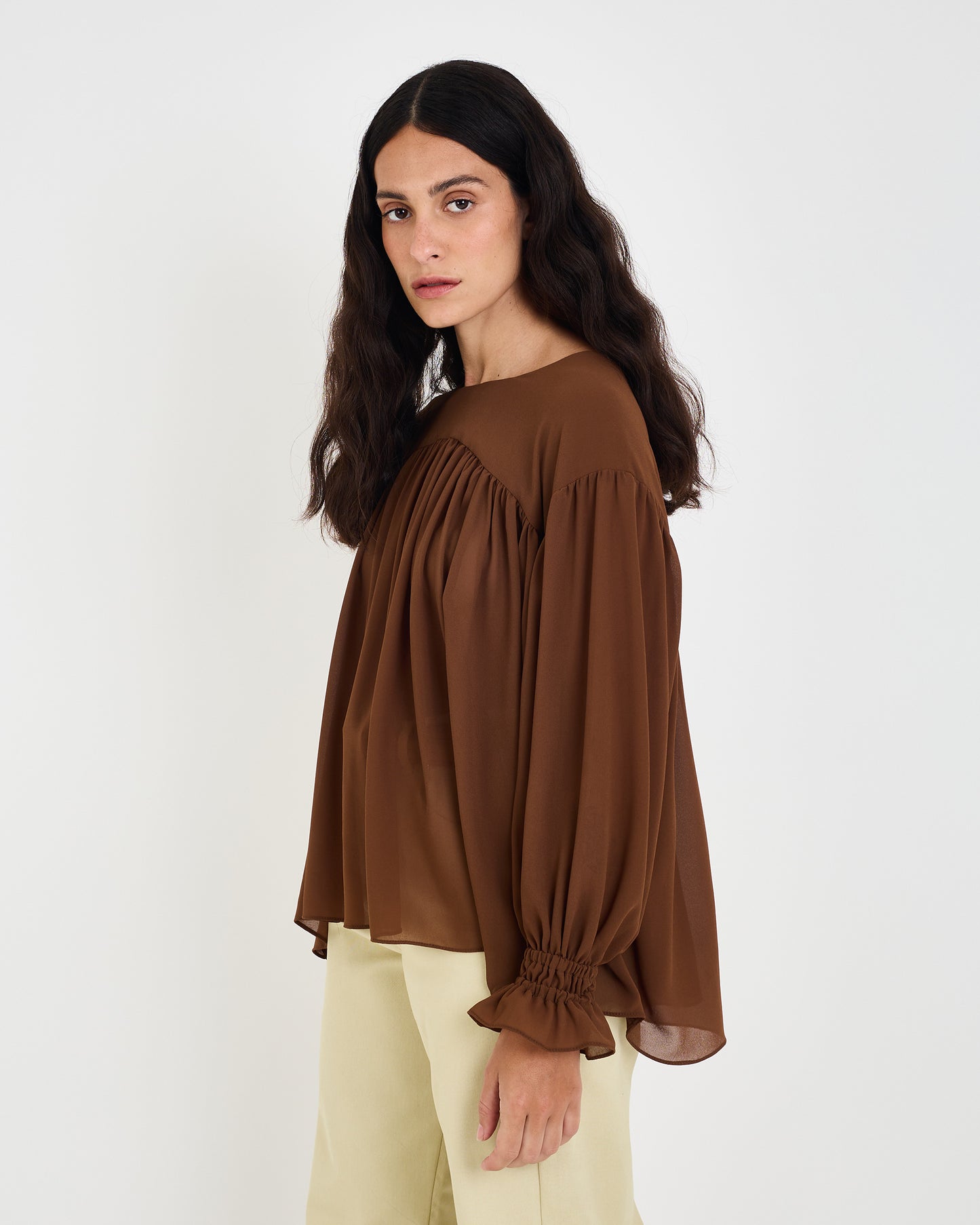 BROWN GEO YALA BLOUSE