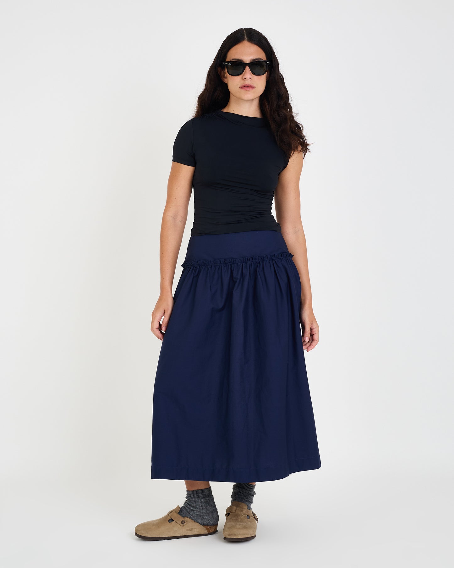 NAVY MOS TRICOLINE SKIRT