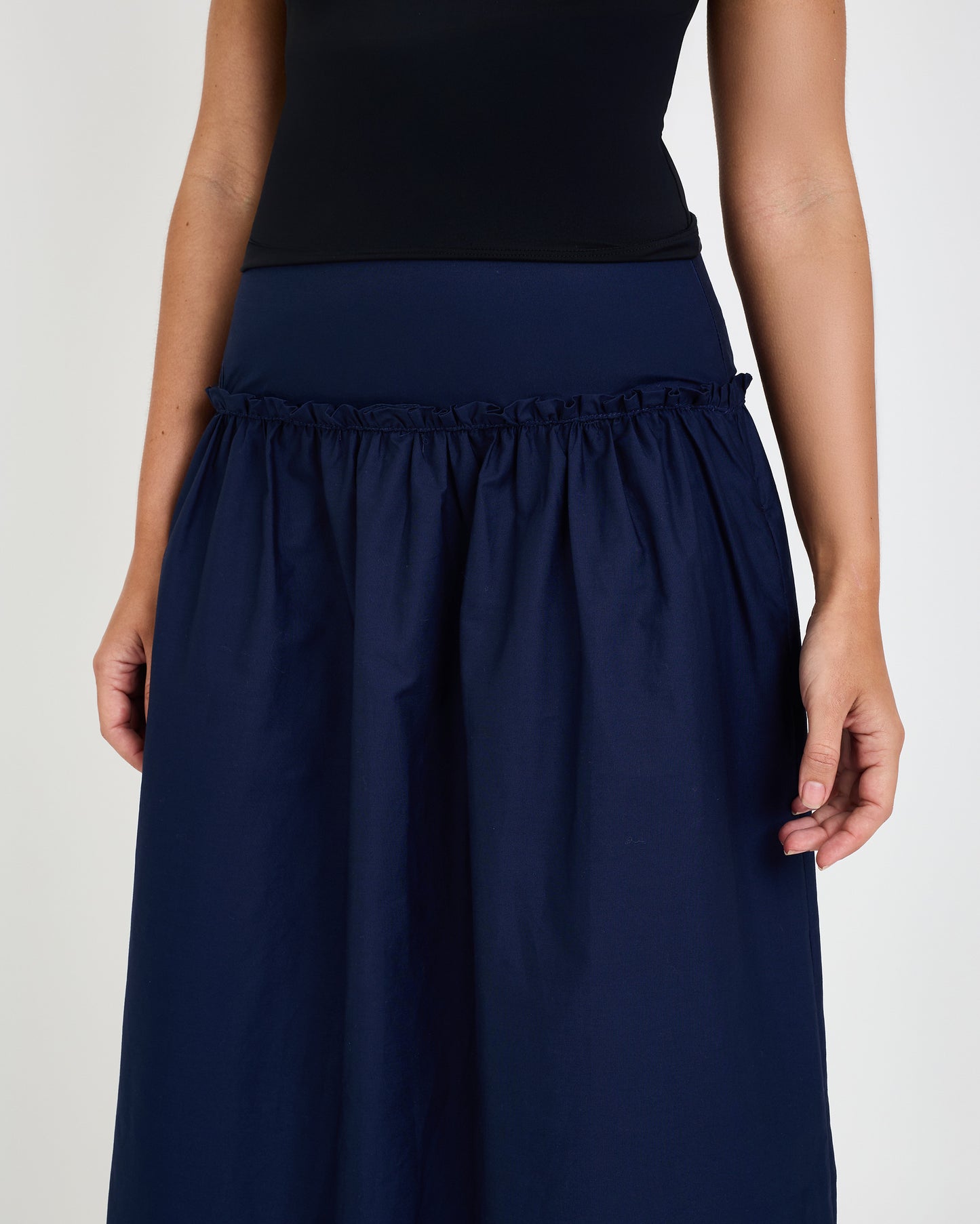 NAVY MOS TRICOLINE SKIRT