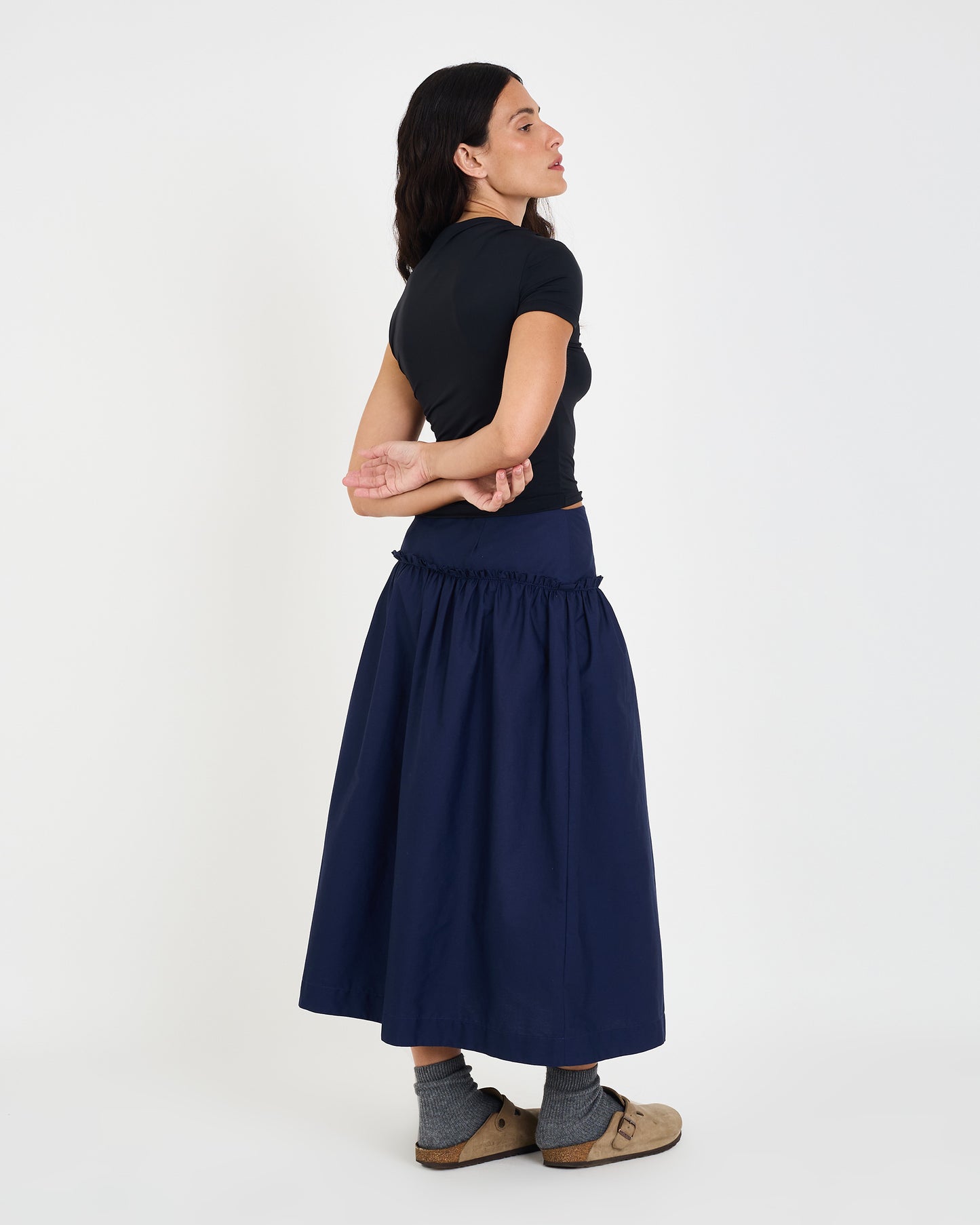 NAVY MOS TRICOLINE SKIRT