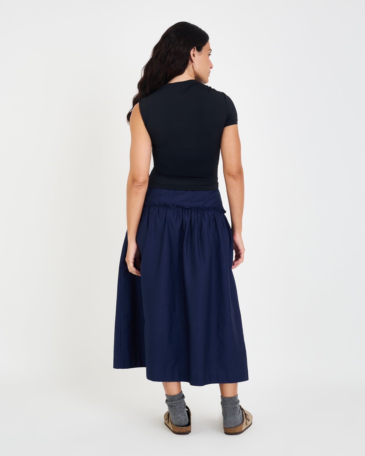 NAVY MOS TRICOLINE SKIRT