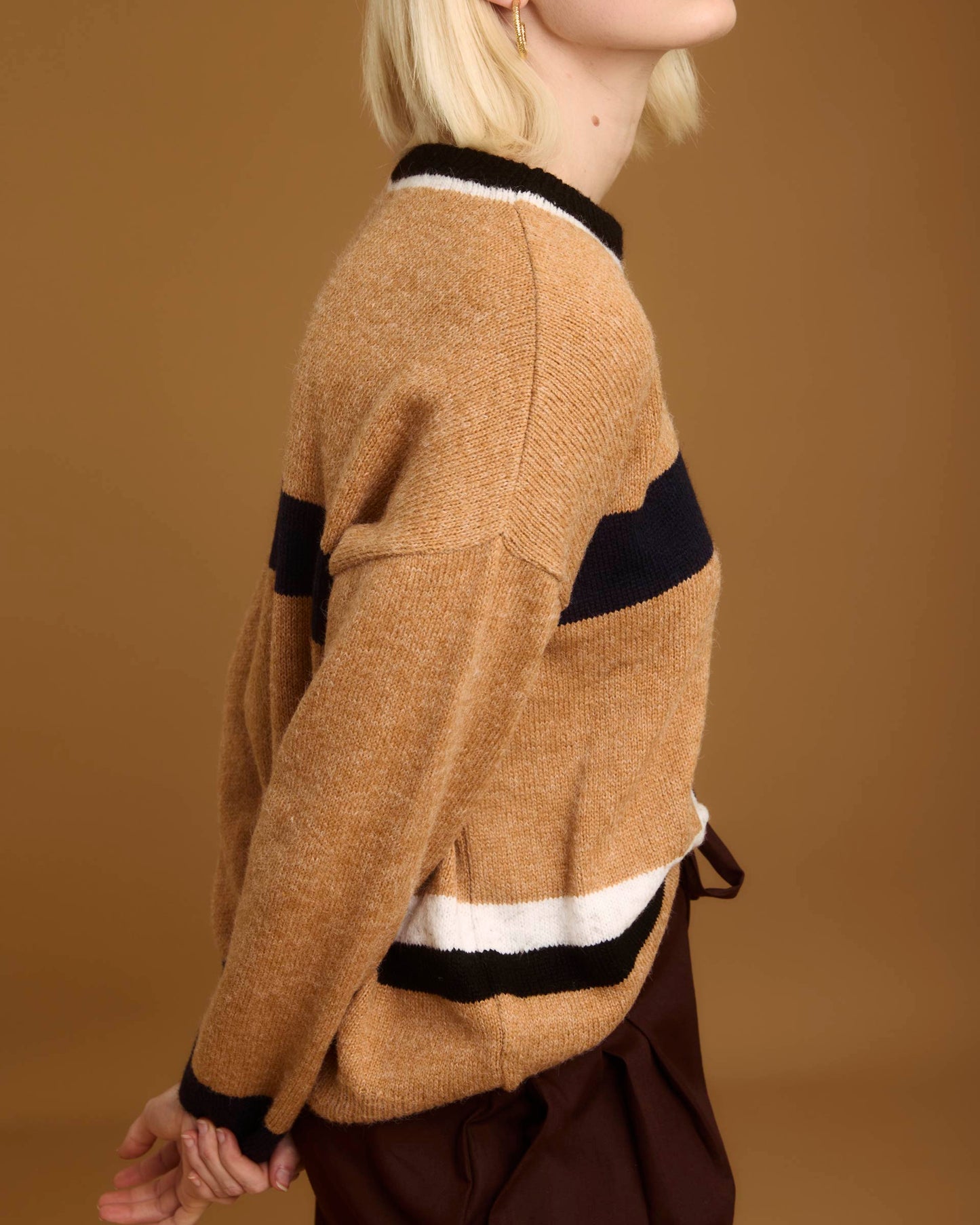 STRIPED MOS STRIPED KNIT COAT