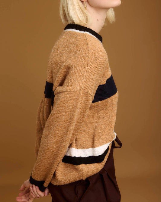 STRIPED MOS STRIPED KNIT COAT