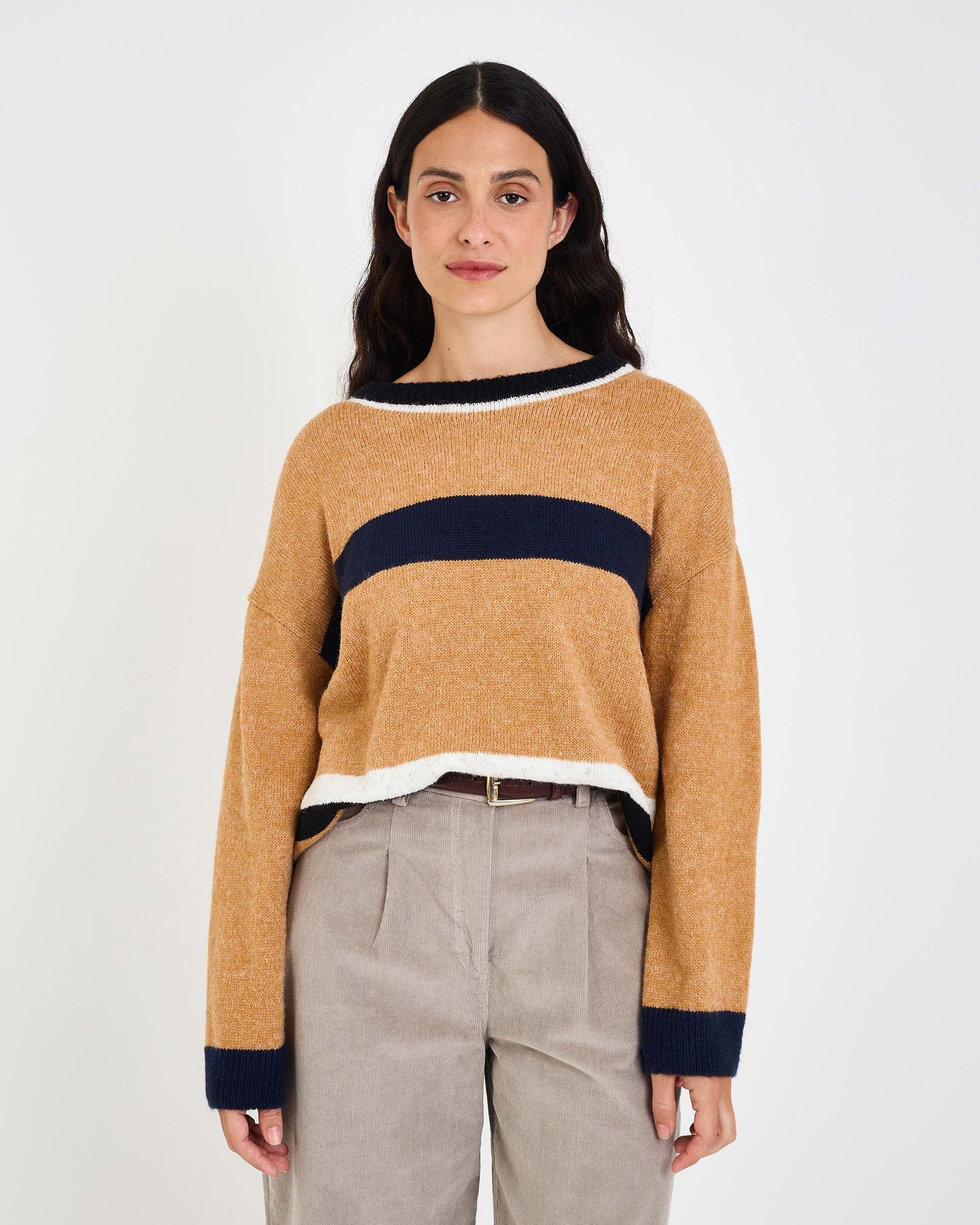 STRIPED MOS STRIPED KNIT COAT