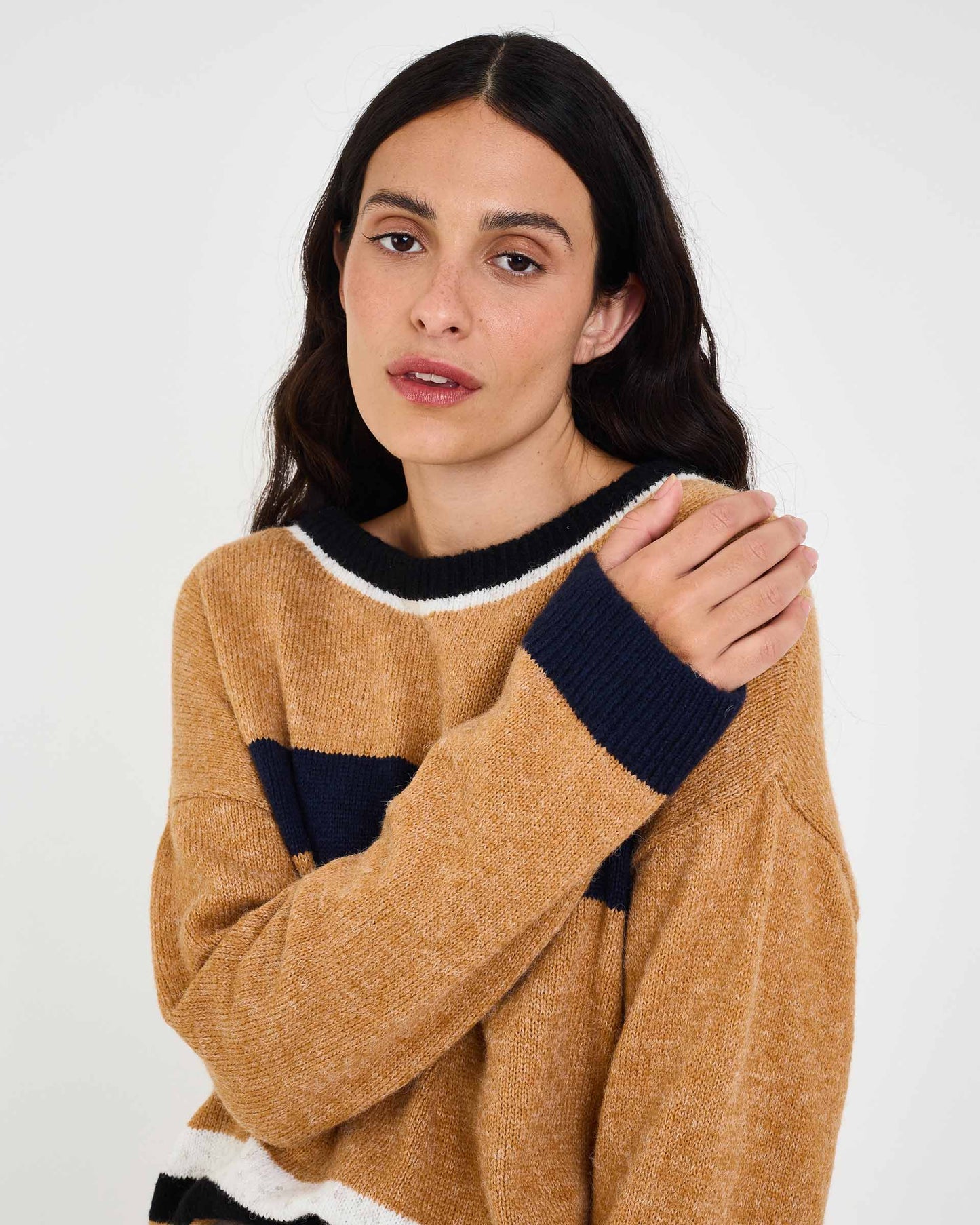 STRIPED MOS STRIPED KNIT COAT
